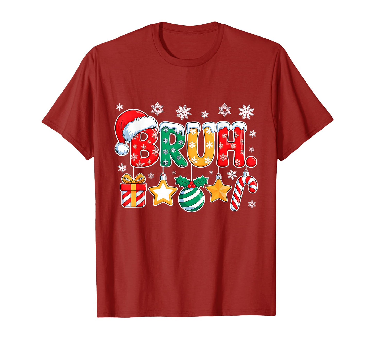 Bruh Funny Christmas Bruh Teens Boys Kids Xmas Pajamas T-Shirt