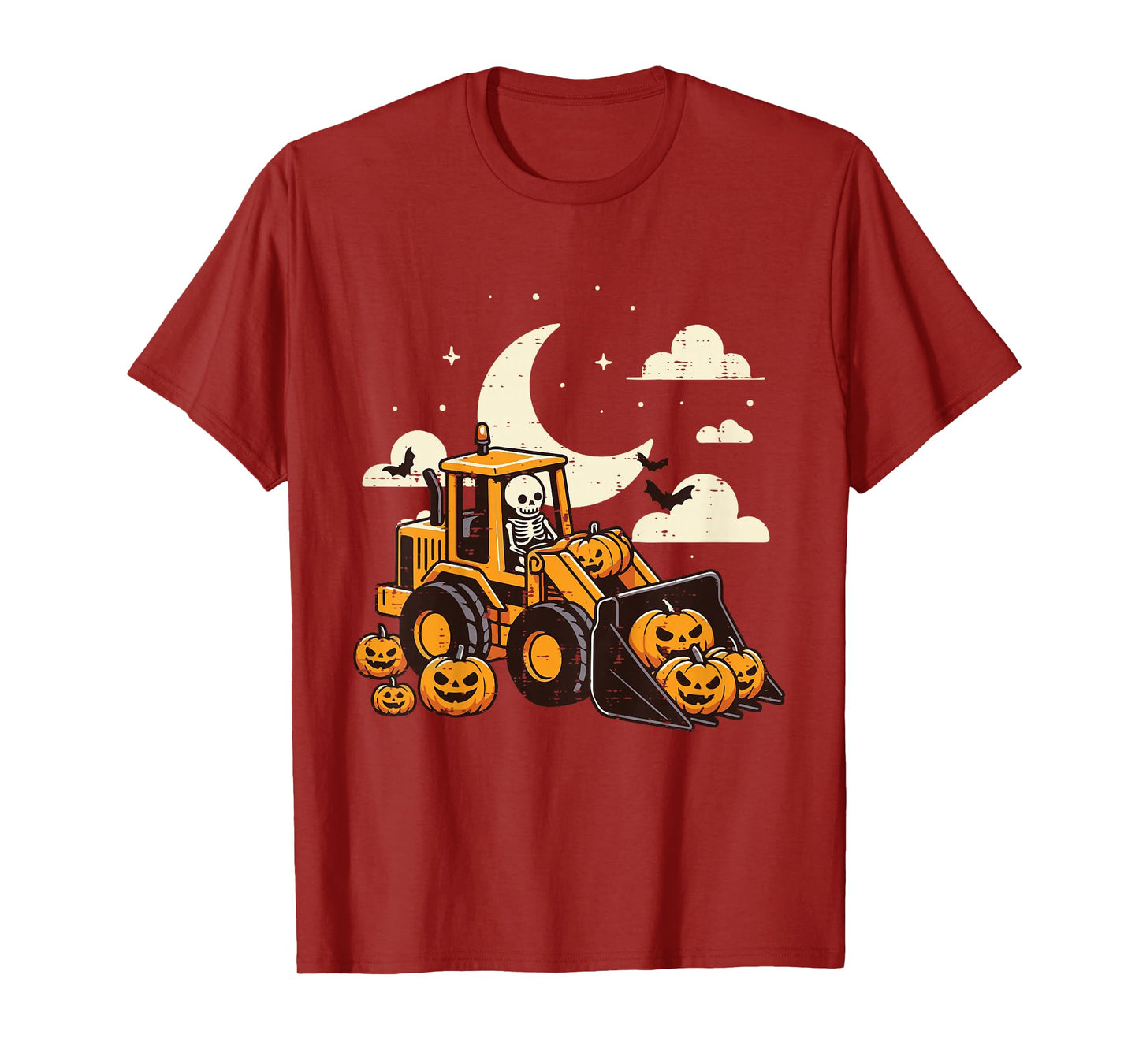 Kids Bulldozer Construction Pumpkin Halloween Toddler Boys Kids T-Shirt