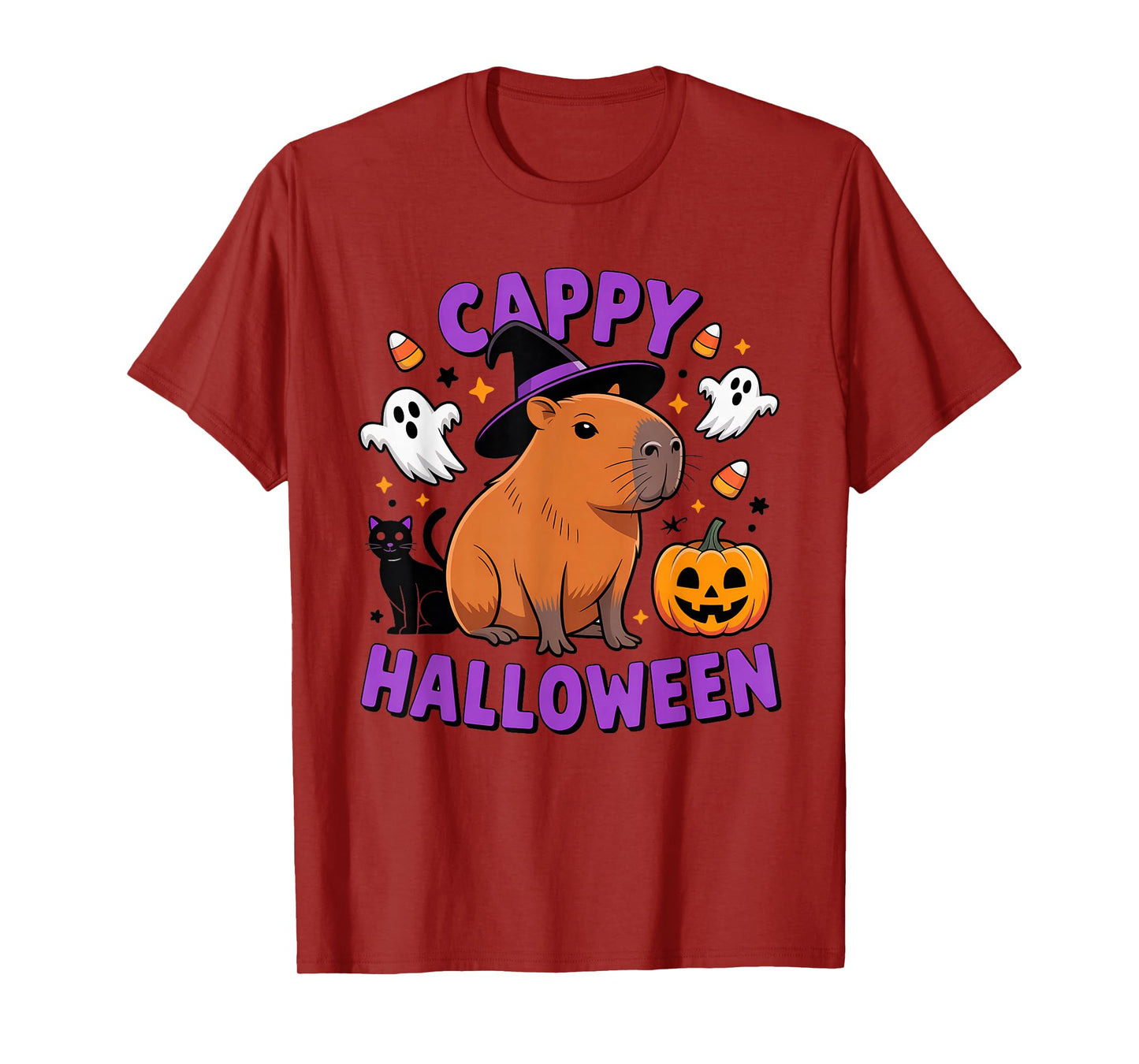 Cappy Halloween Costume Pumpkin Funny Capybara Halloween T-Shirt