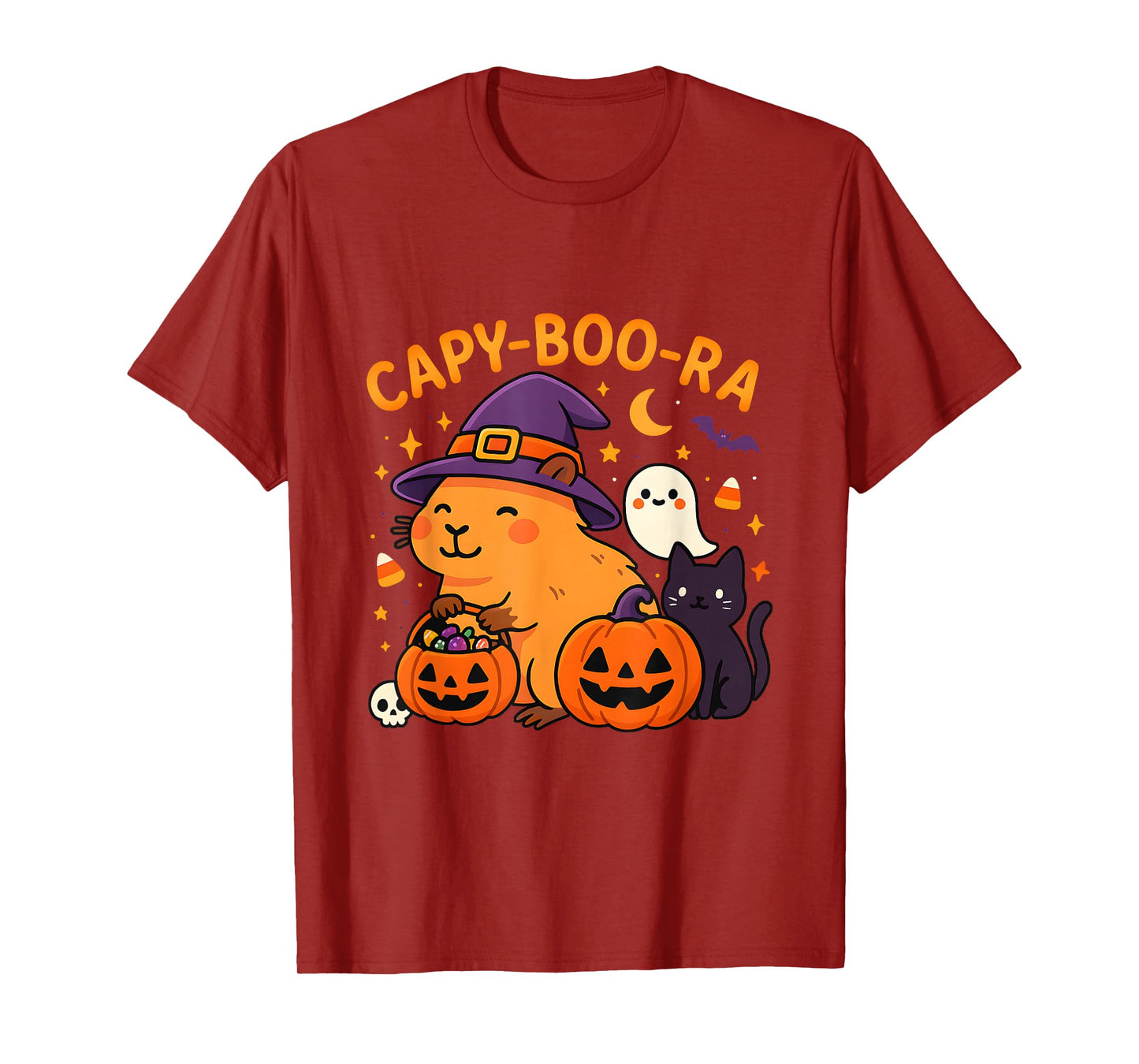 Capy-Boo-ra Cute Halloween Capybara Ghost Pun Design T-Shirt