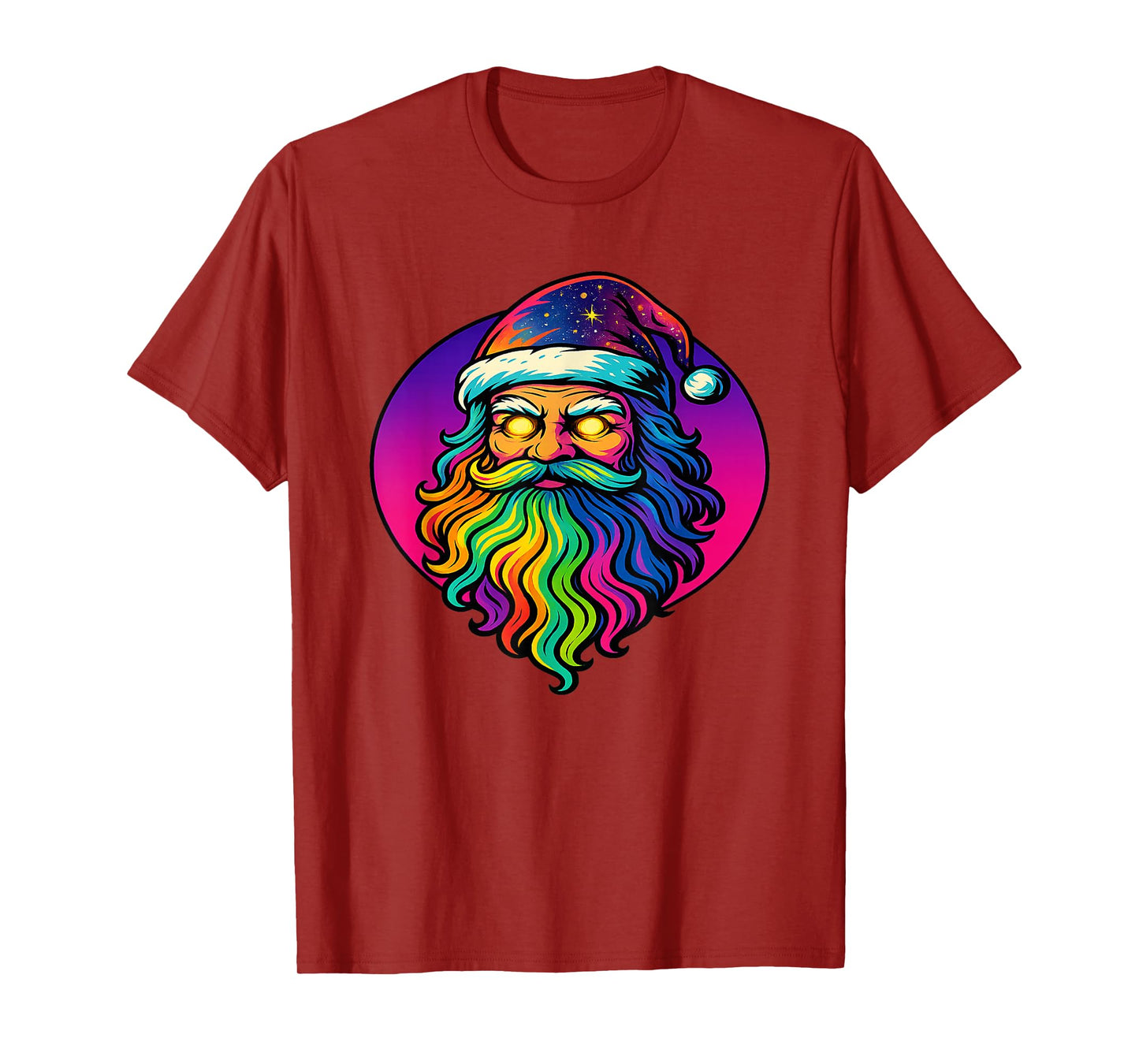 Hippie Holiday Psychedelic Rainbow Santa Groovy Christmas T-Shirt