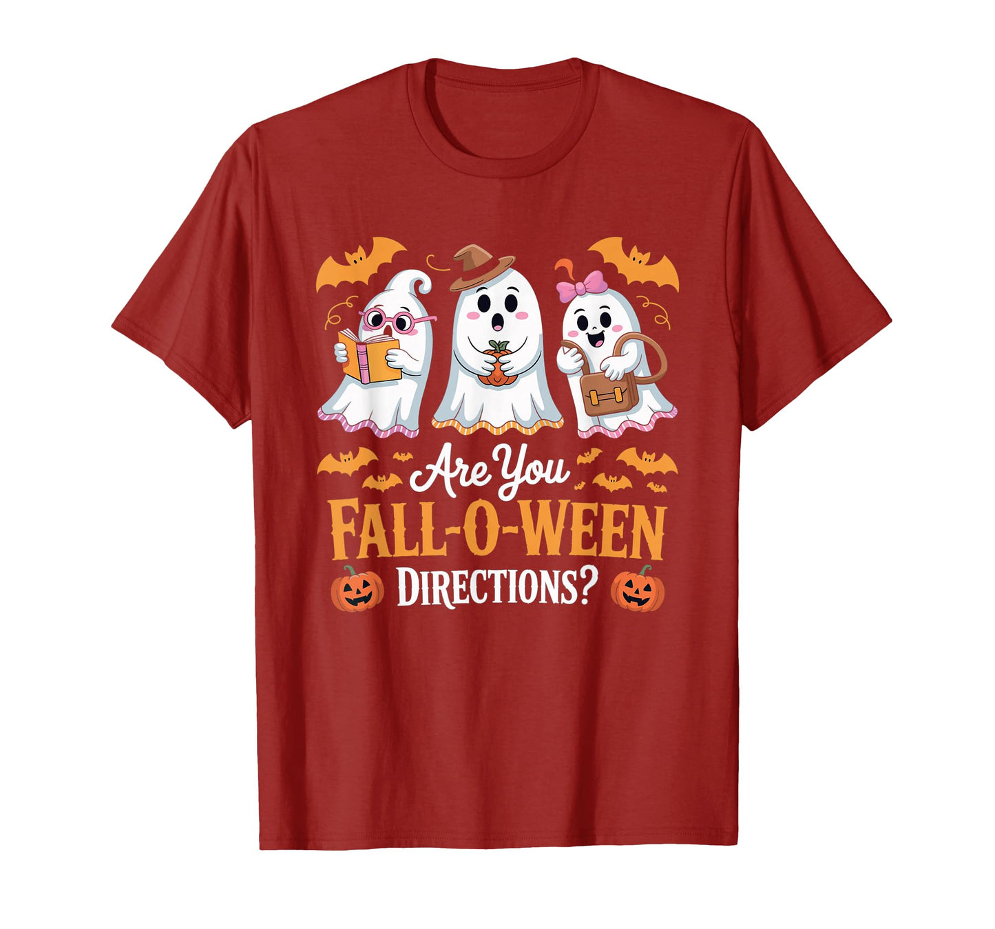 Fall-O-Ween Directions Funny Halloween Teacher Ghost Joke T-Shirt