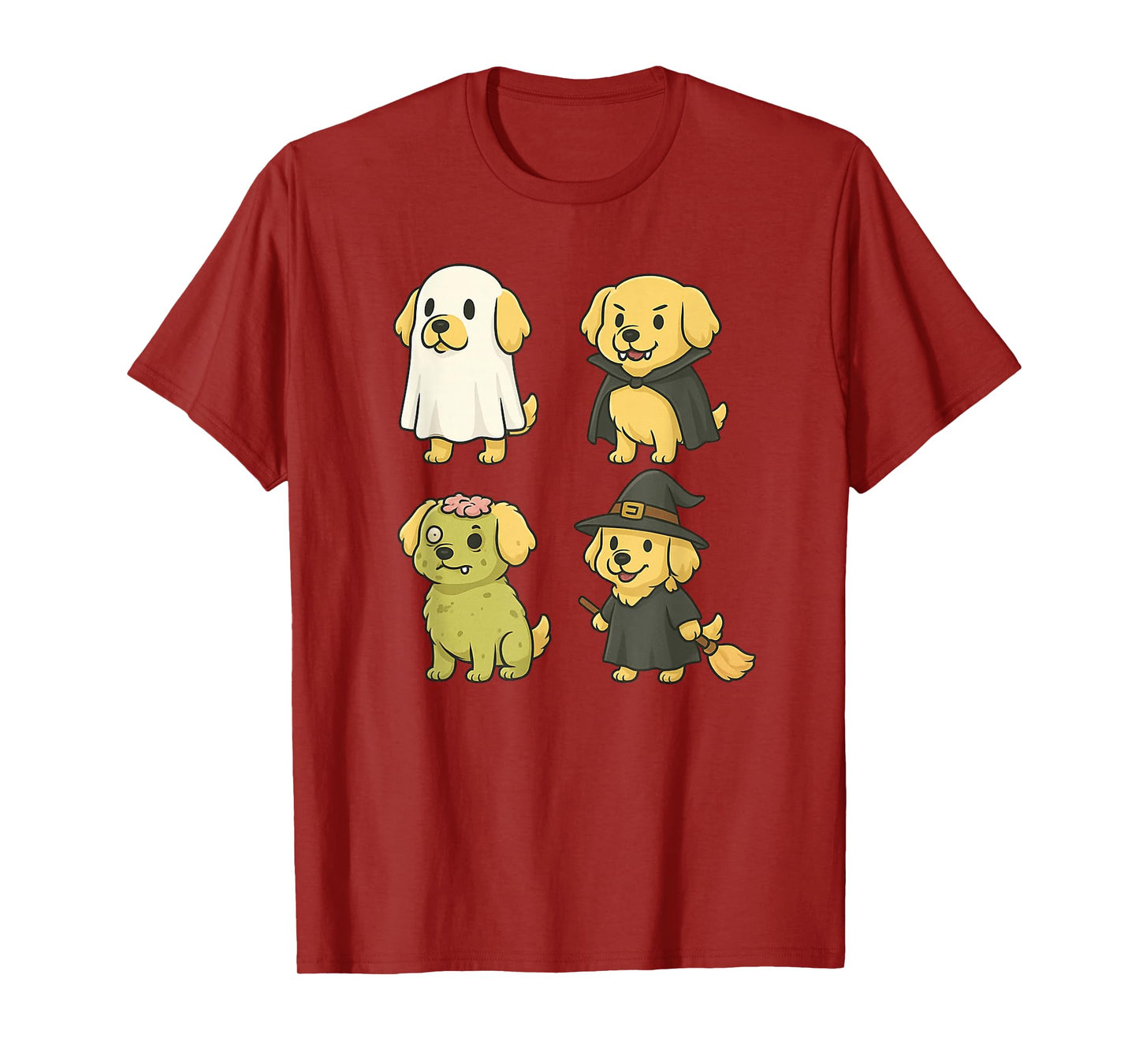 Golden Retriever Halloween Ghost Witch Vampire Zombie T-Shirt