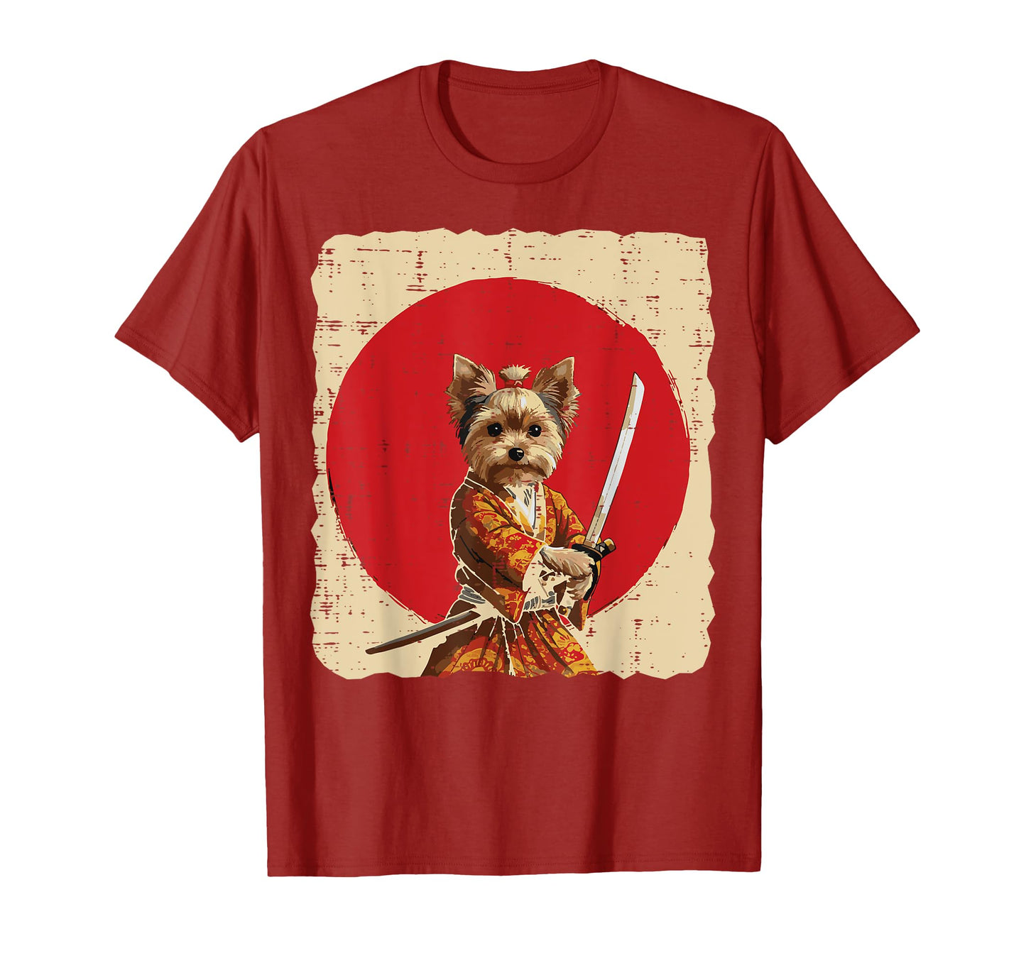 Japanese Dog Yorkshire Terrier Samurai Art Women Men Kids T-Shirt
