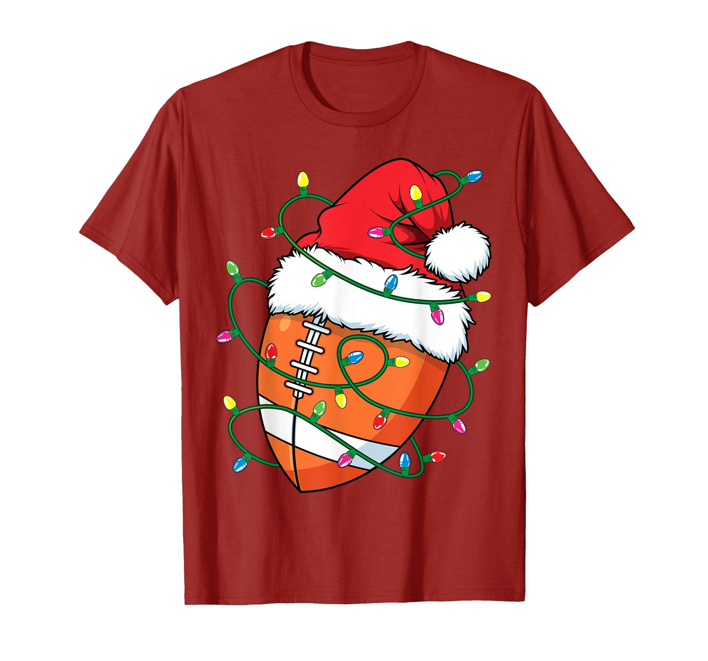 Santa Sports Design for Men Boys Christmas Football Player T-Shirt