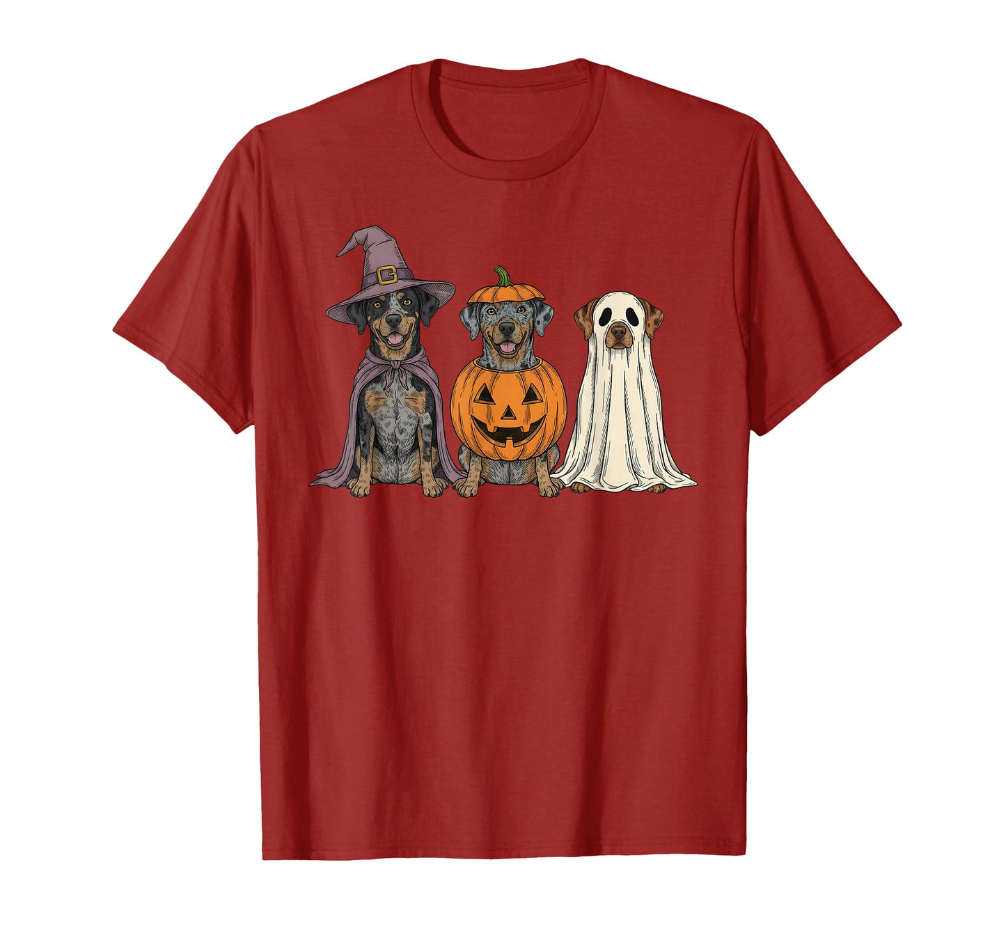 Spooky Ghost Catahoula Leopard Dog Pumpkin Halloween T-Shirt