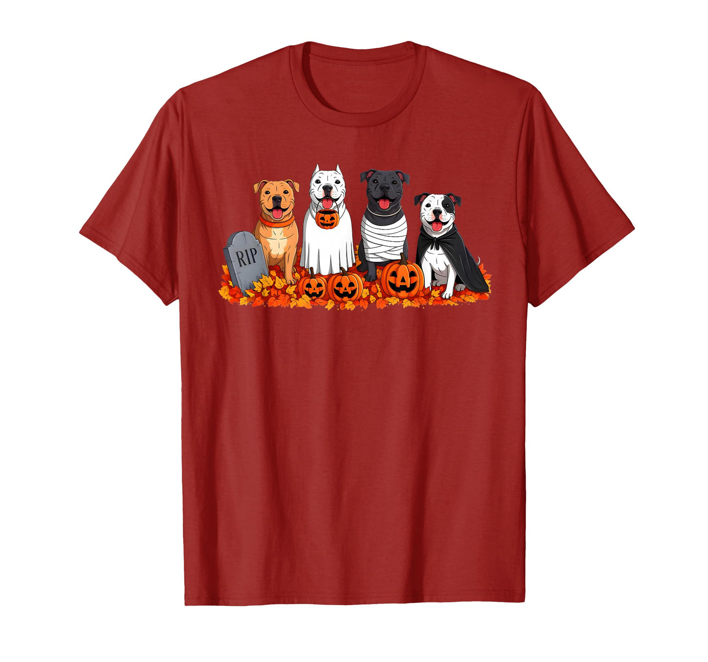 Halloween Costume Pitbull Dog Lover Ghost Pumpkin Mummy T-Shirt