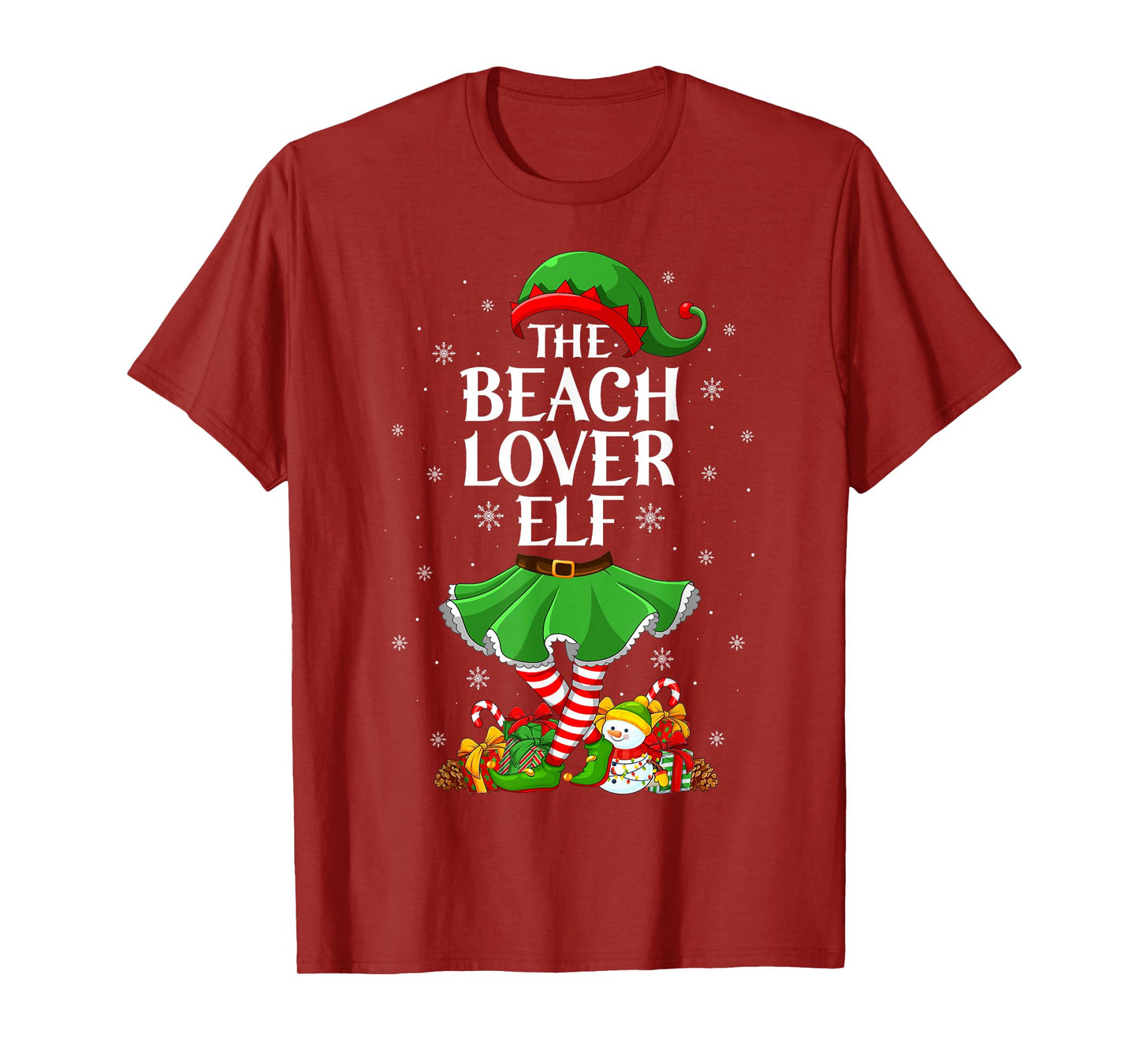 Beach Lover Elf Christmas Family Elf Squad Xmas Girls Women T-Shirt