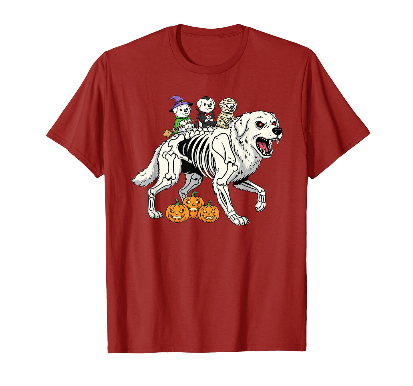 Great Pyrenees Skeleton Mummy Witch Halloween Mens Womens T-Shirt