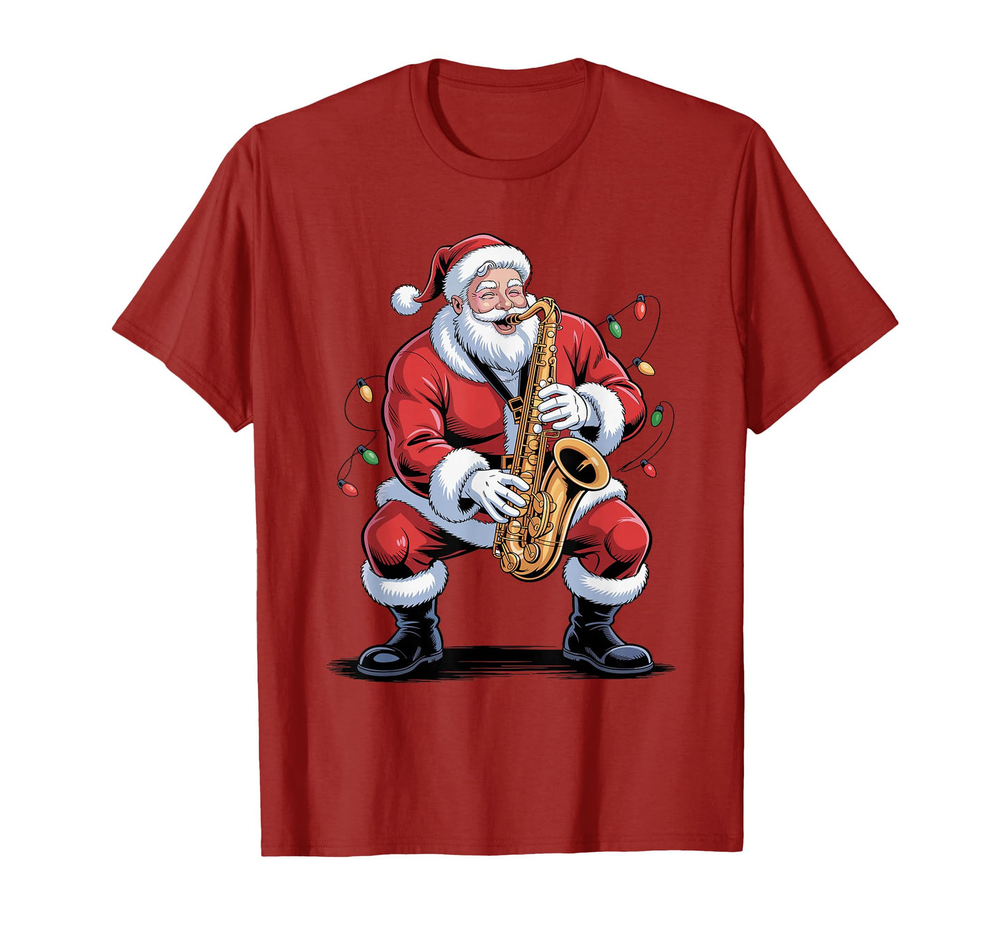 Santa Playing Saxophone Funny Holiday Chrismas Xmas Pajama T-Shirt