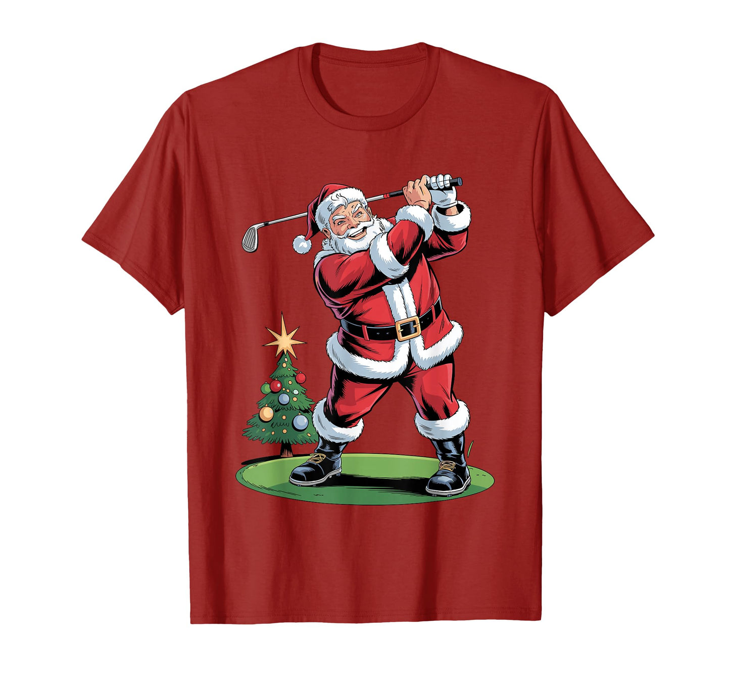 Santa Playing Golf Funny Holiday Christmas Xmas Pajama T-Shirt
