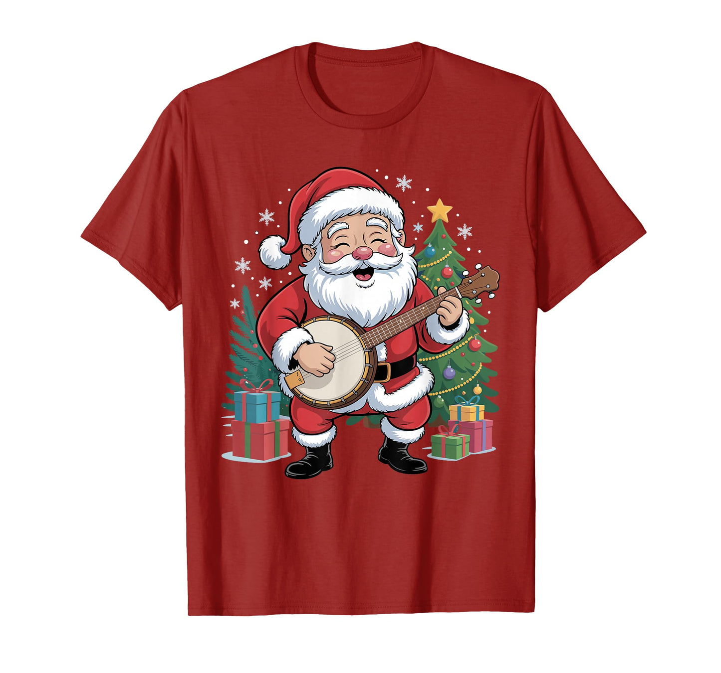 Funny Santa Christmas Design Banjo Holiday Xmas Pajama T-Shirt