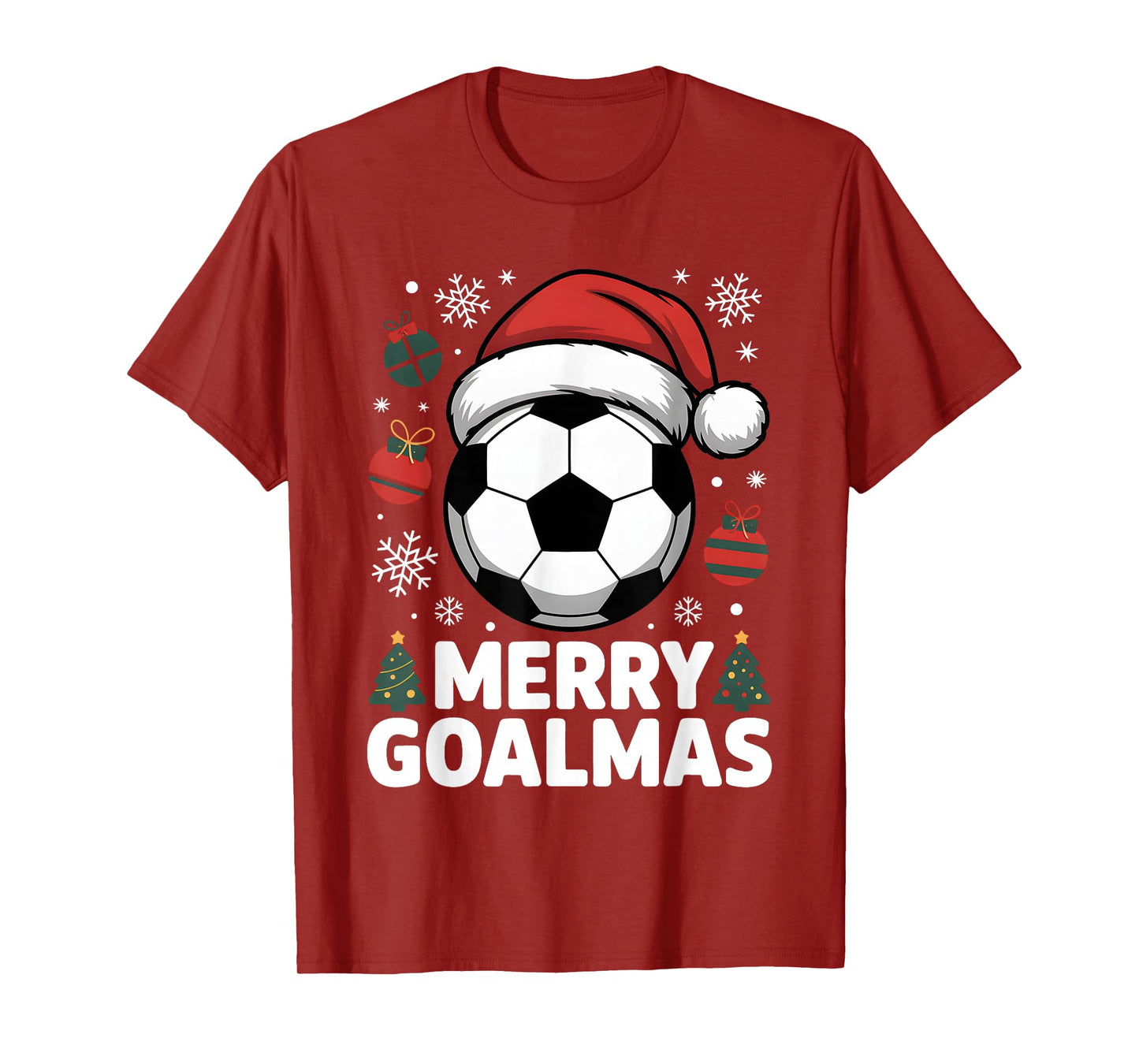 Merry Goalmas Christmas Santa Soccer Ball Graphic Kids Boys T-Shirt