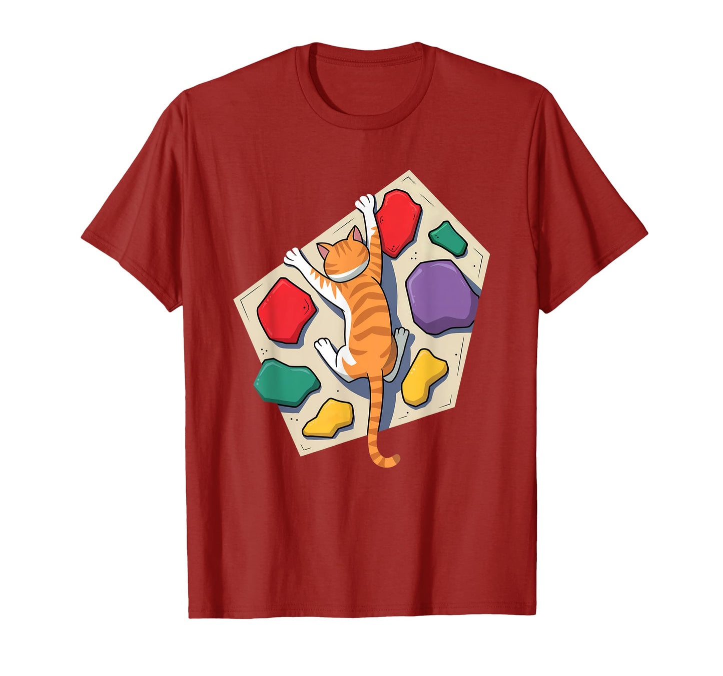 Funny Bouldering Cat – Rock Climbing & Cat Lover Design Men Women Kids T-Shirt
