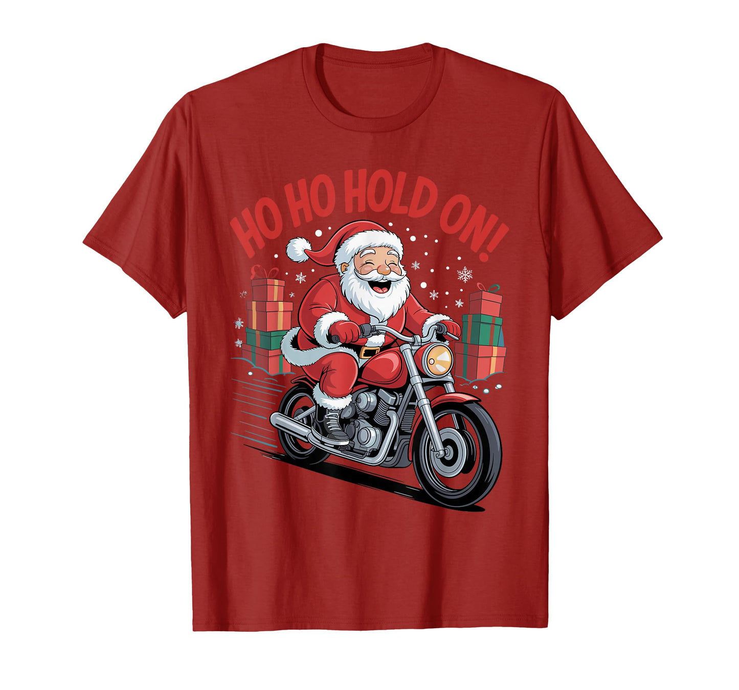 Funny Santa Riding Motorcycle Holiday Christmas Xmas Pajama T-Shirt