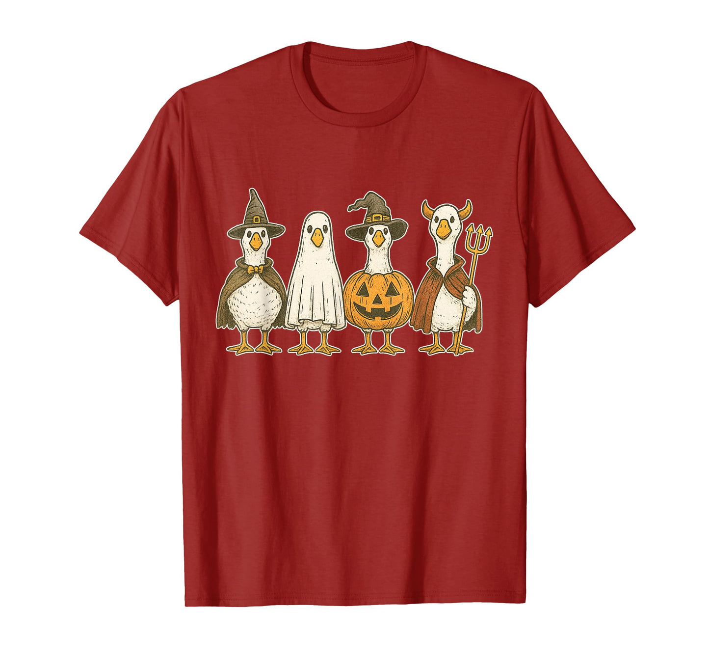 Spooky Goose Halloween Ghost Witch Pumpkin Costume Party T-Shirt