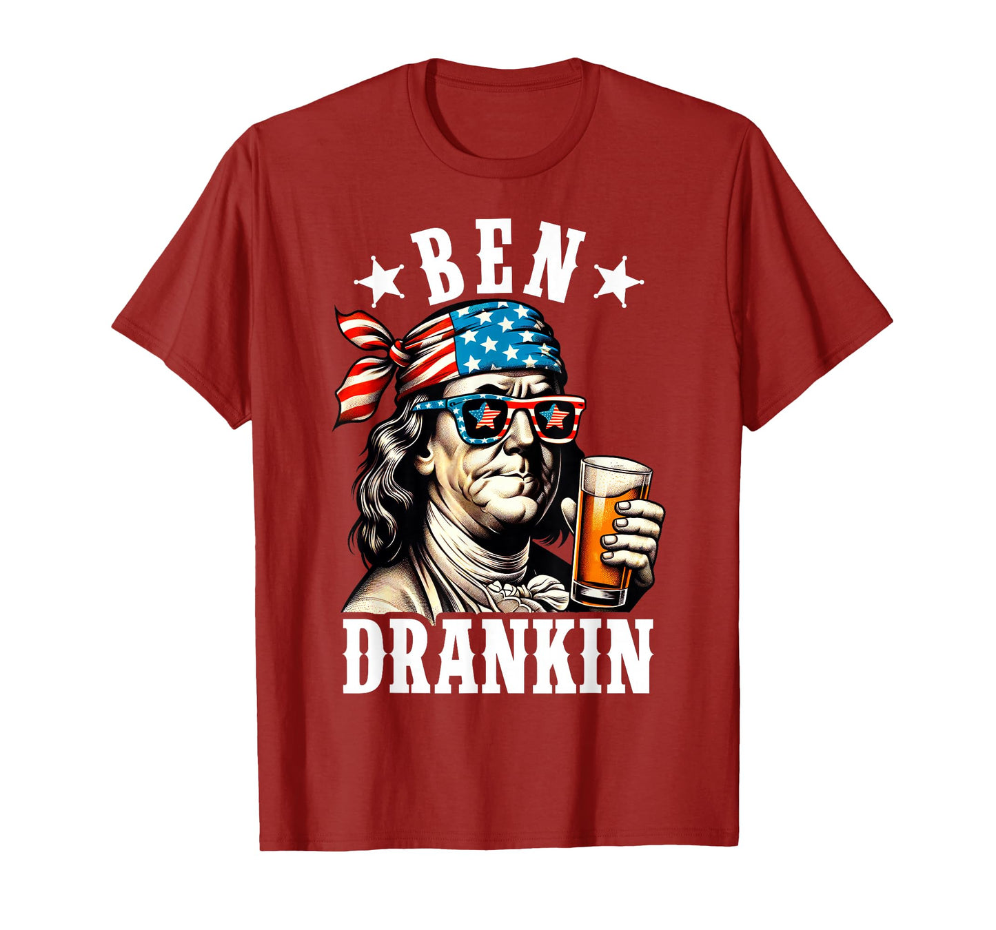 Ben Drankin Benjamin Franklin Men Women 4th of July USA Flag T-Shirt