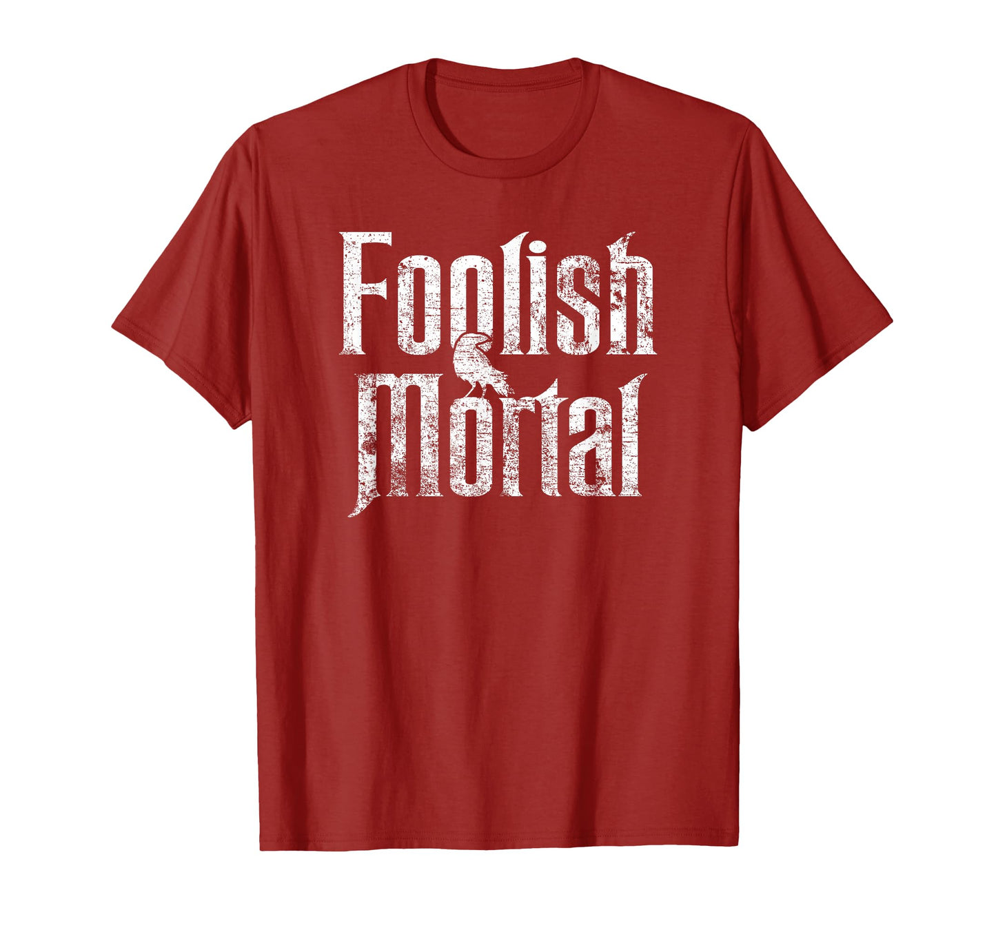 Foolish Mortal Raven White Print T-Shirt