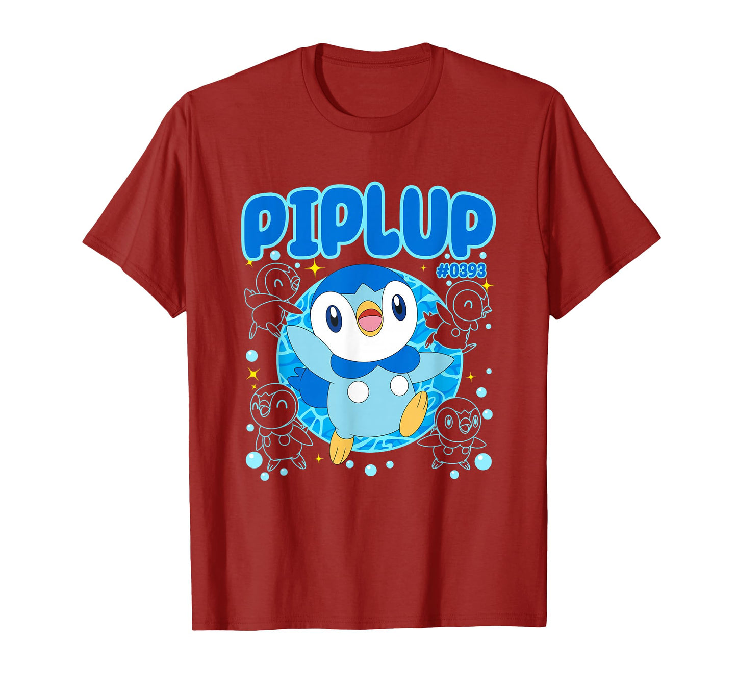 Pokémon Cute Happy Piplup #0393 Collage Big Chest Poster T-Shirt