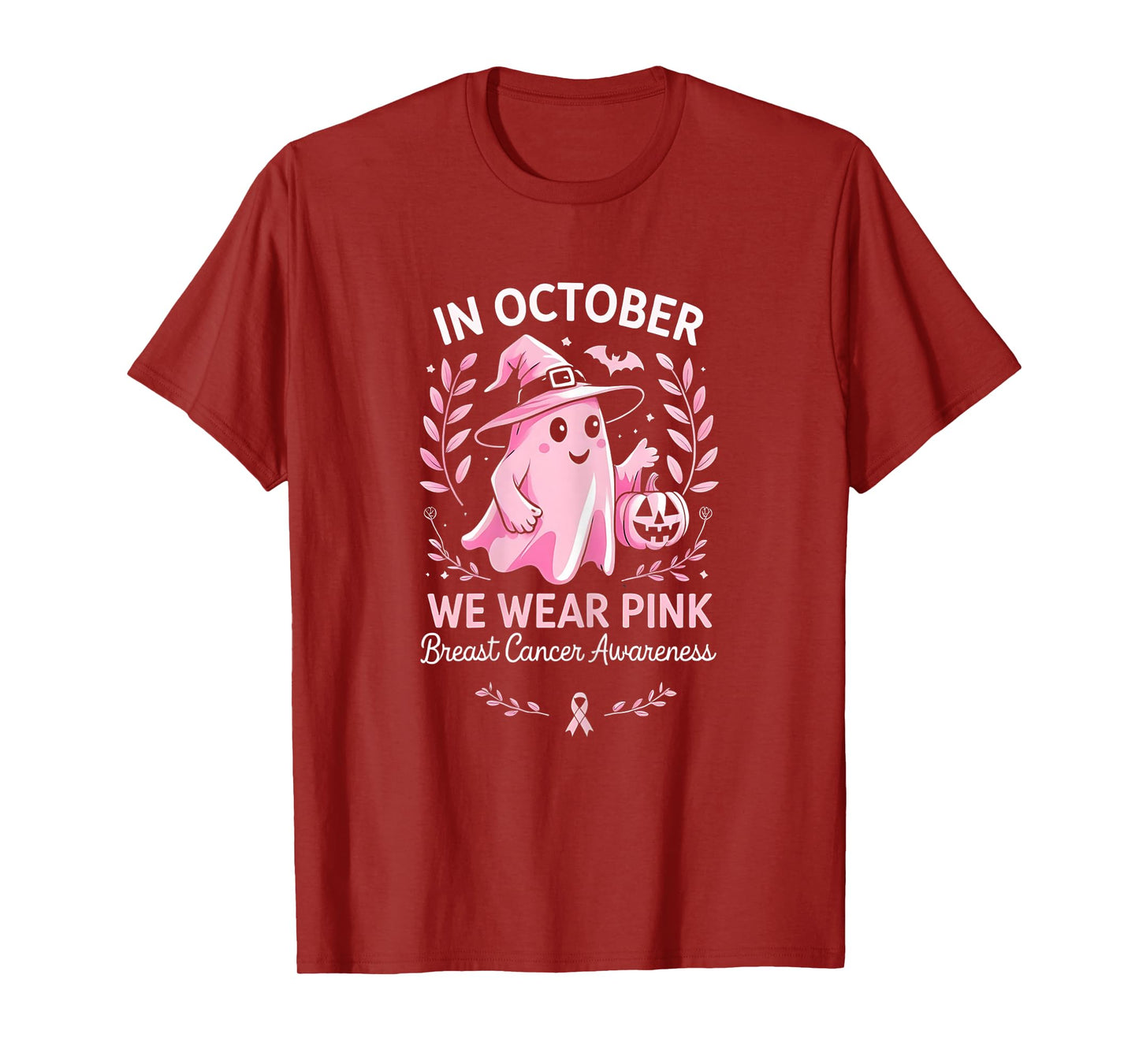 October Breast Cancer Awareness Pink Ghost Tee for Women T-Shirt
