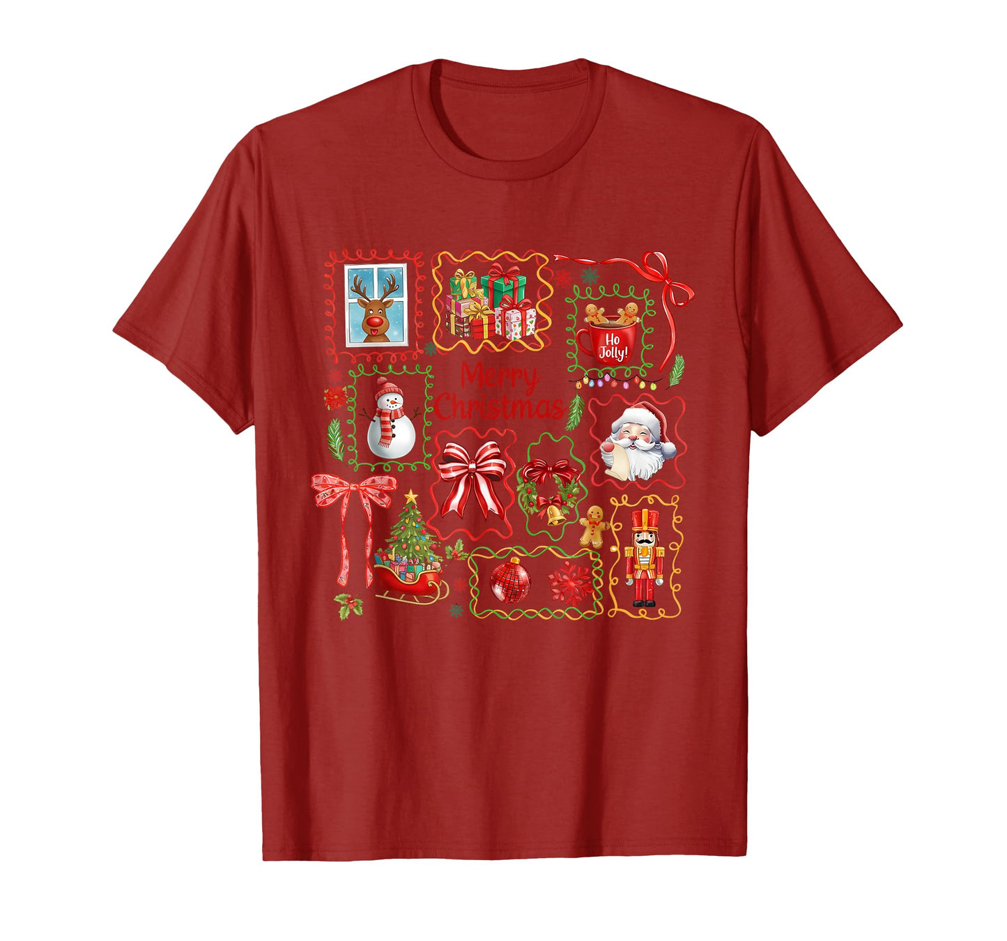 Coquette Merry Christmas, Christmas Girly, Retro Xmas Bow T-Shirt