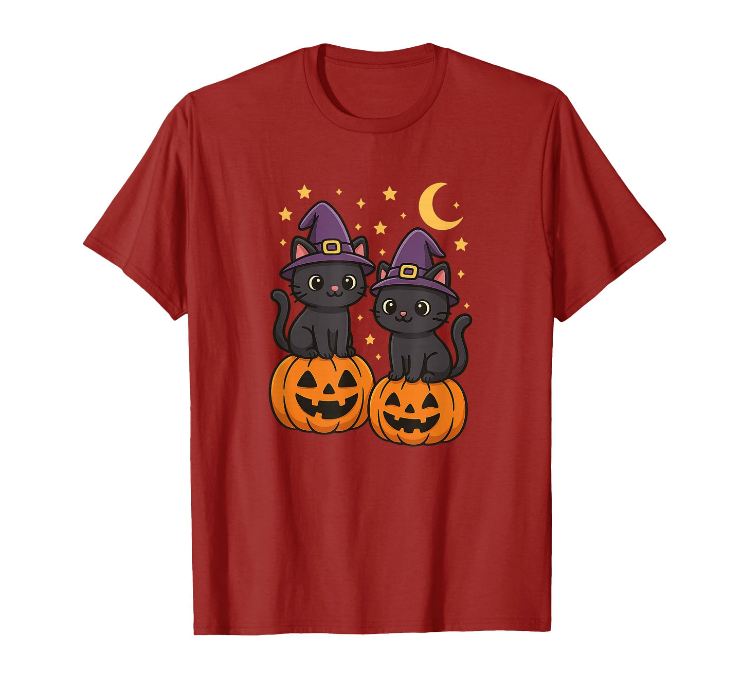 Cute Black Cats with Witch Hats Halloween T-Shirt