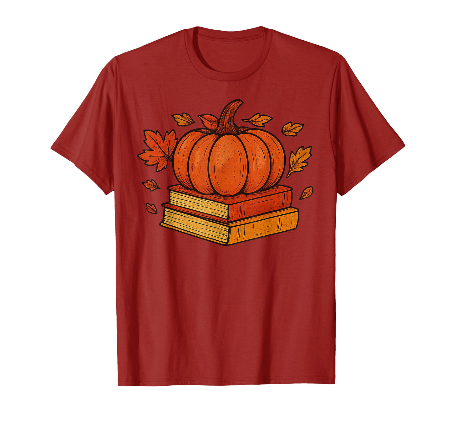Halloween Fall Pumpkin Teacher Retro Book Lover Reading Tee T-Shirt