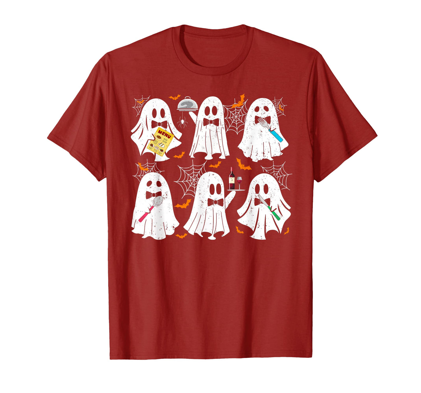 Ghost Waiter Waitress Funny Costume For Halloween Men Women T-Shirt