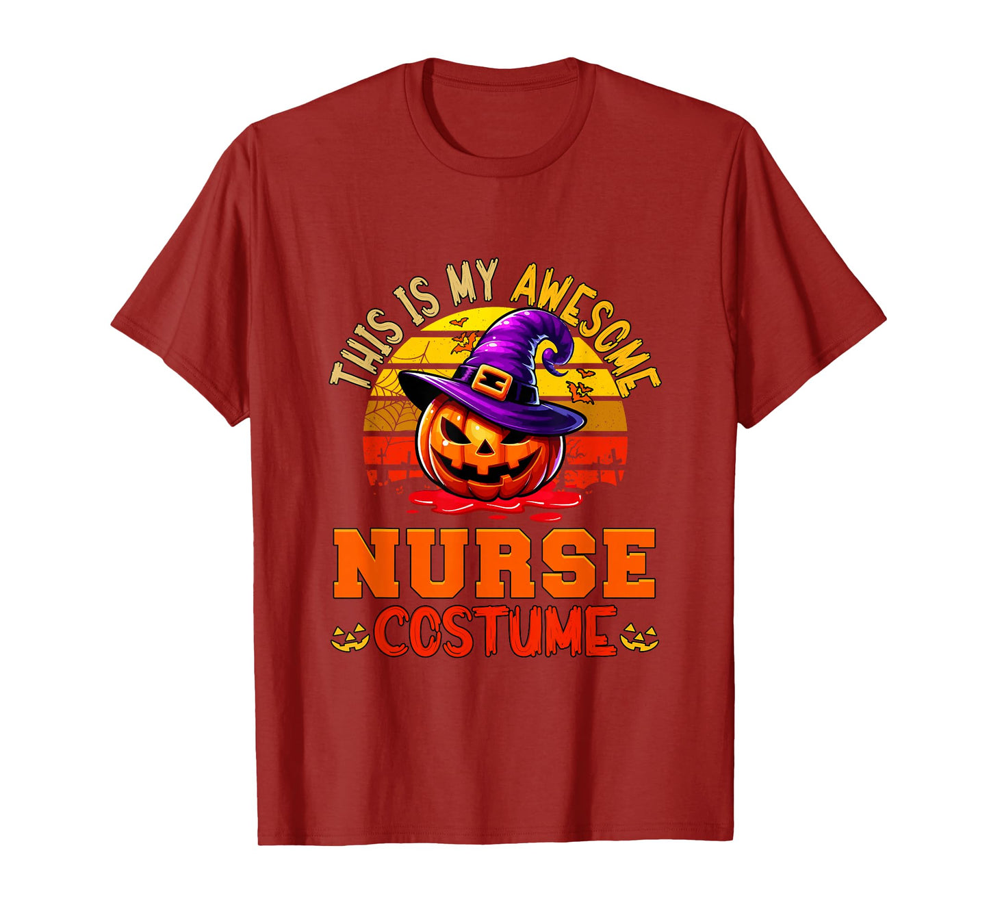 Vintage My Awesome Nurse Costume Witch Carved Pumpkin T-Shirt