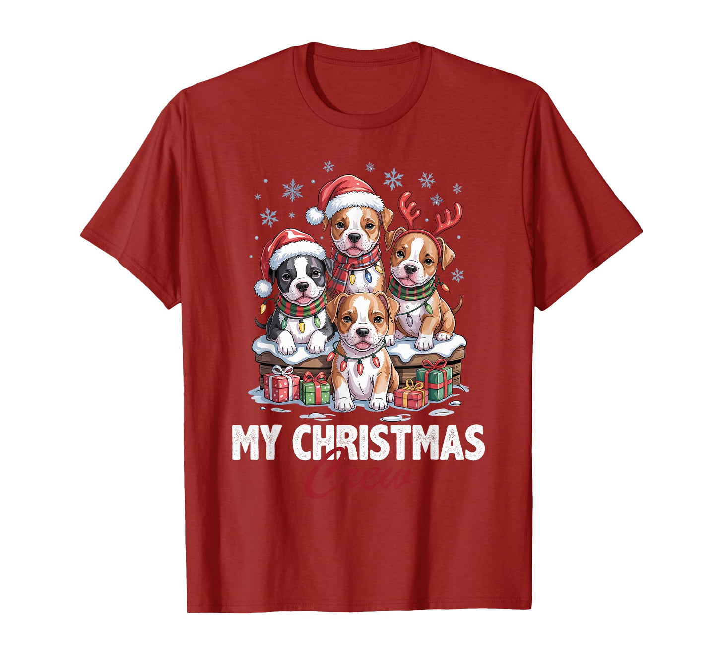 Pitbull Christmas Crew Funny Dog Lovers Holiday Pajama T-Shirt