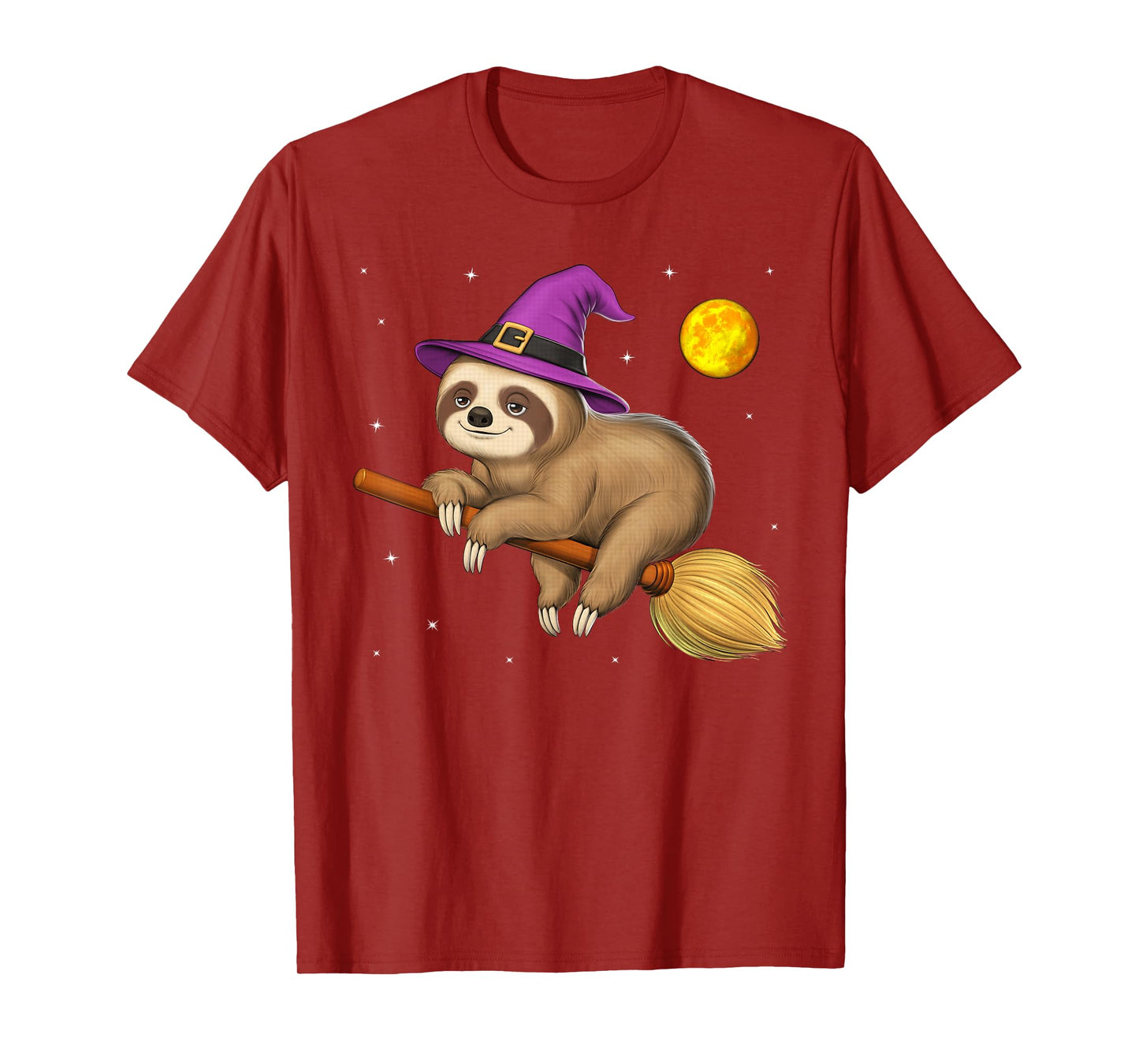 Sloth Witch Riding Broom Halloween Wiccan Spooky Cute Sloth T-Shirt