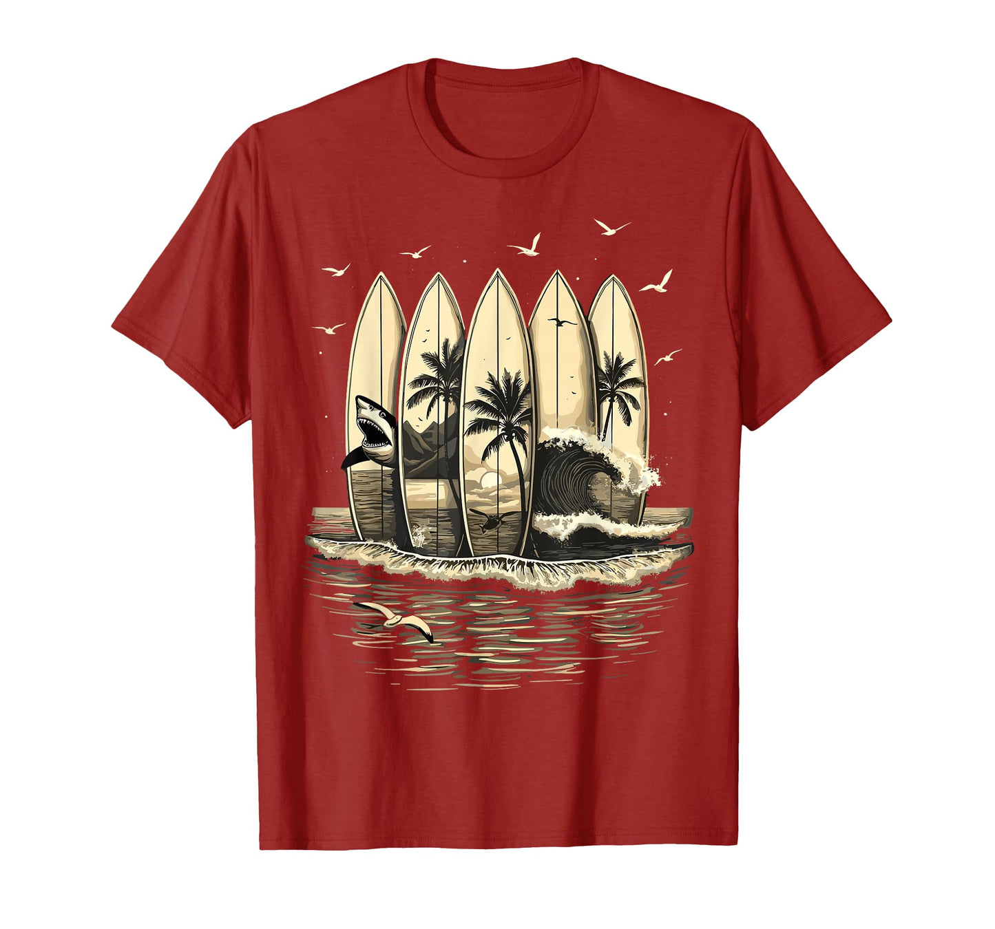 Surfing Tropical Surfboards Vintage Surfer T-Shirt