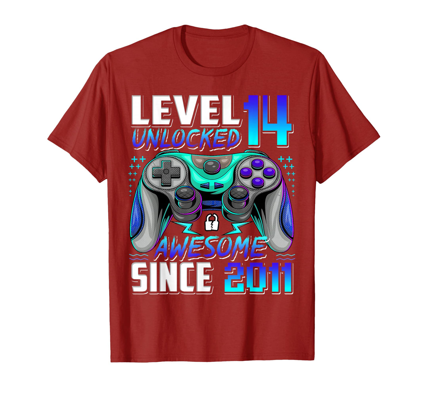 Level 14 Unlocked Awesome Since 2011 14th Birthday Gaming T-Shirt