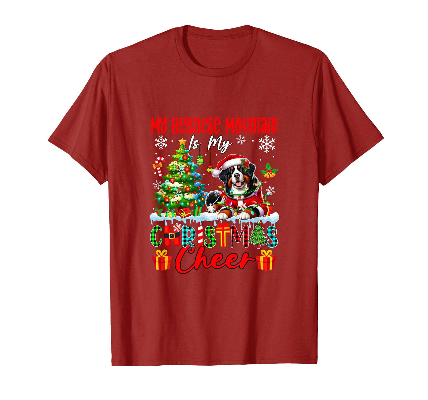 My Bernese Mountain is My Xmas Cheer Funny Santa Dog Owner T-Shirt