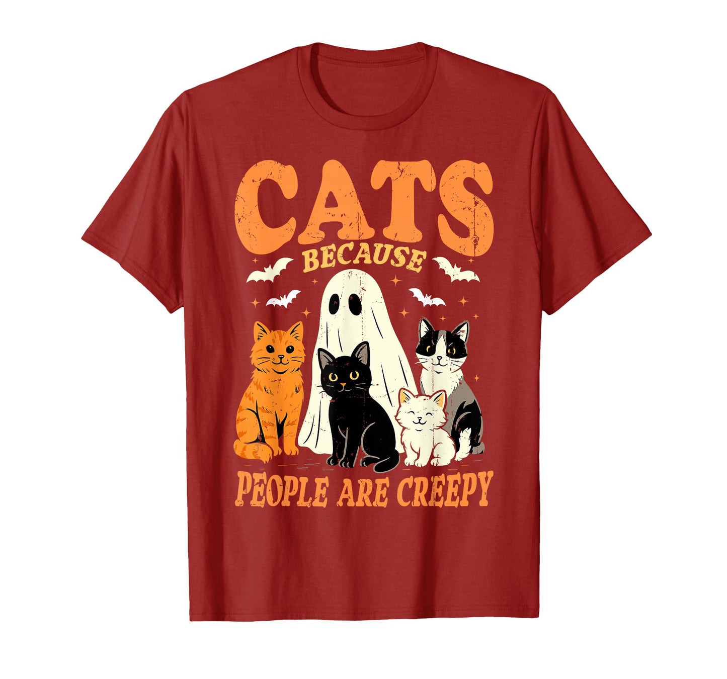 Cats Because People are Creepy Funny Halloween Cat Lovers T-Shirt