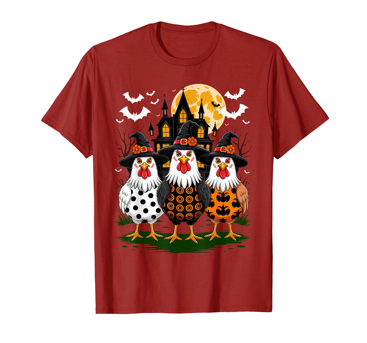 Halloween Chicken Witch Pumpkin Chick Or Treat Farmer T-Shirt