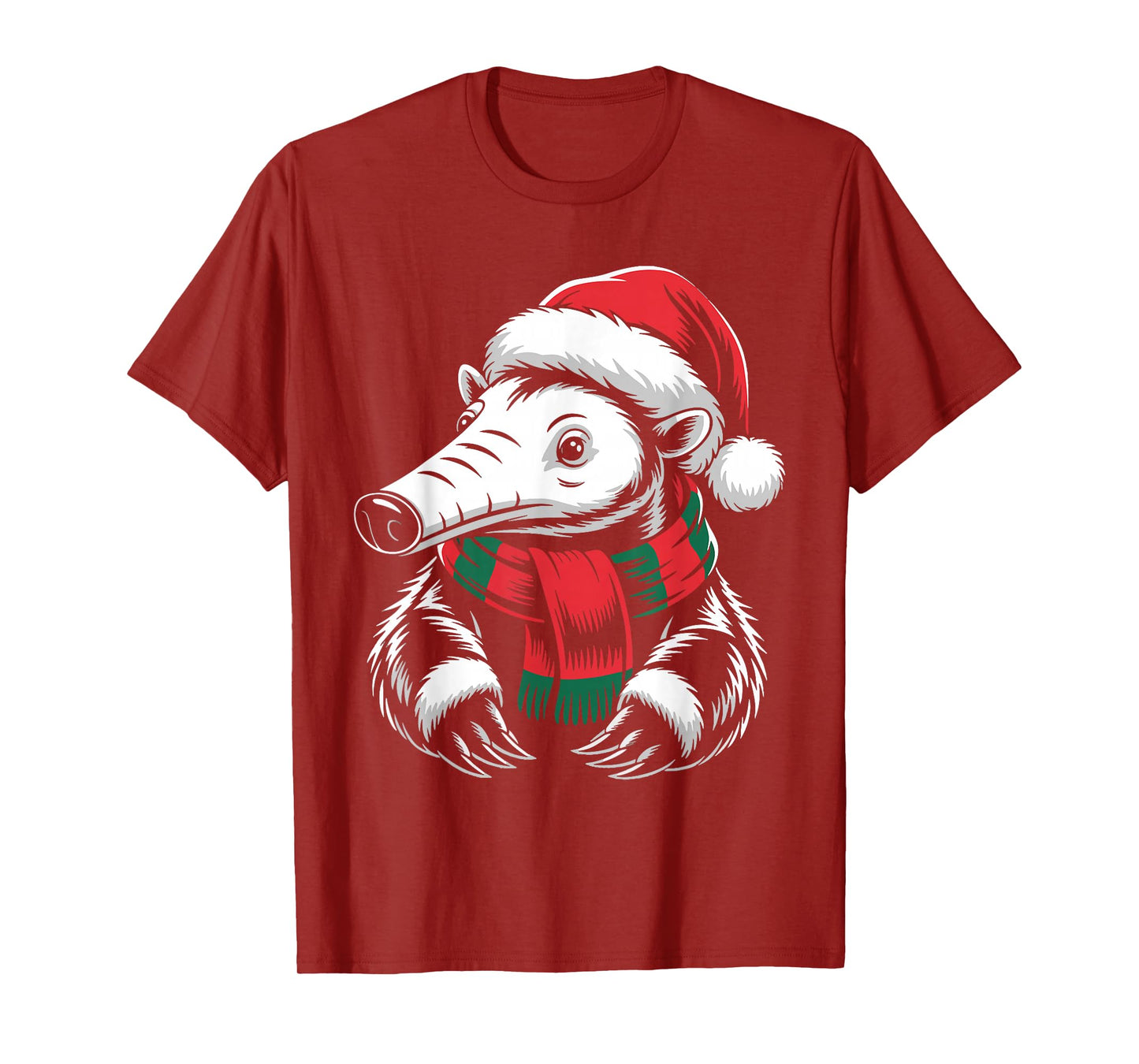 Anteater Xmas Santa Hat Scarf Christmas Costume T-Shirt