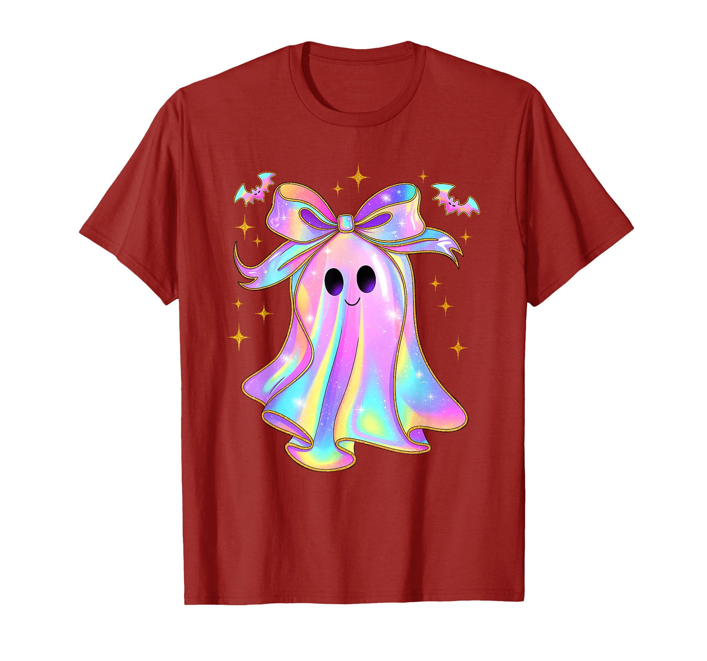 Cute Ghost Pumpkin Halloween Girly Coquette Bow Girl Women T-Shirt