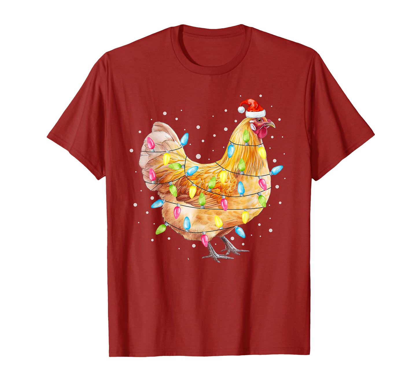 Chicken Christmas Lights Santa Hat Chicken Farm Animal Xmas T-Shirt