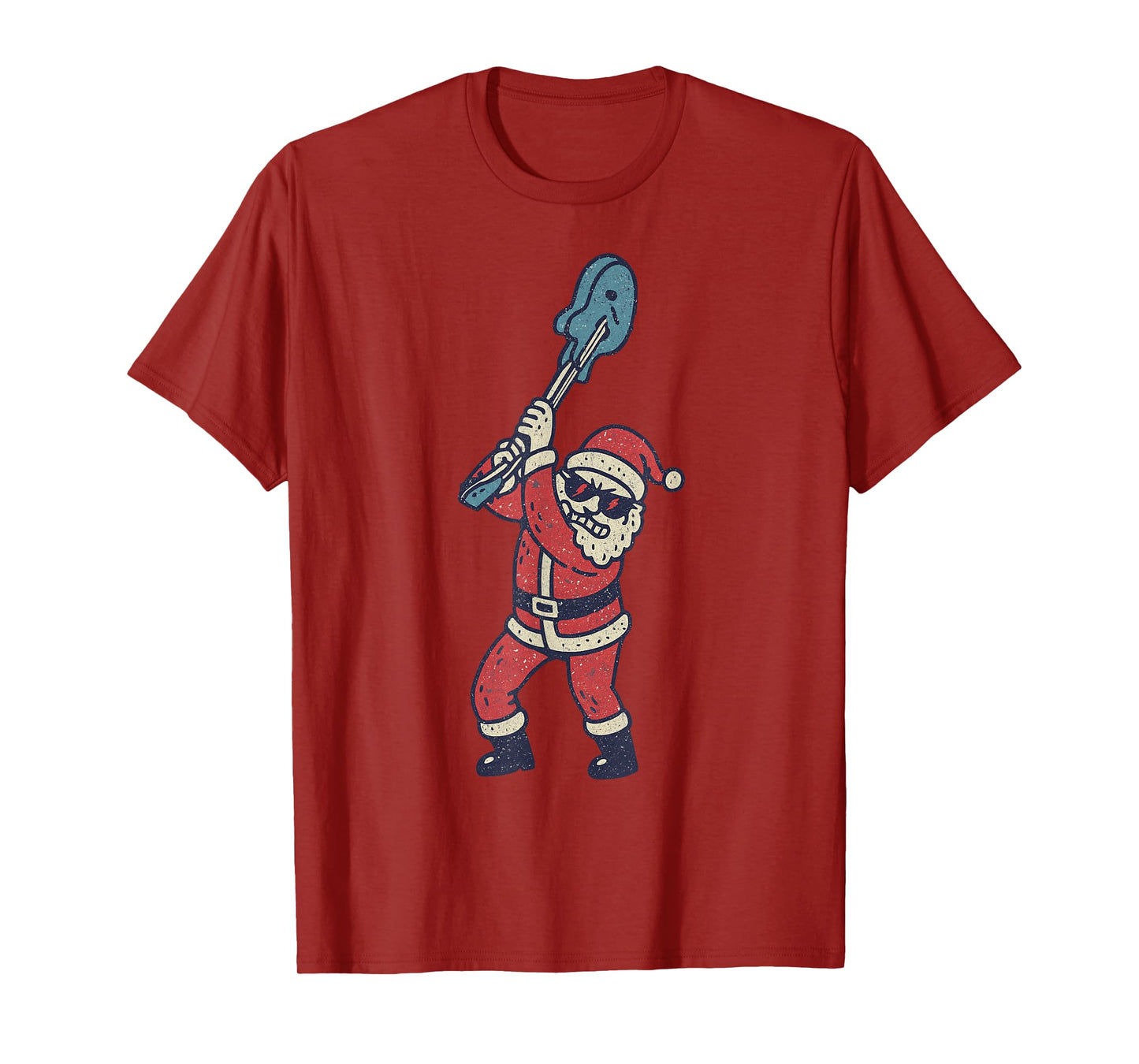 Santa Playing Rock Guitar Christmas Vintage Funny Xmas T-Shirt