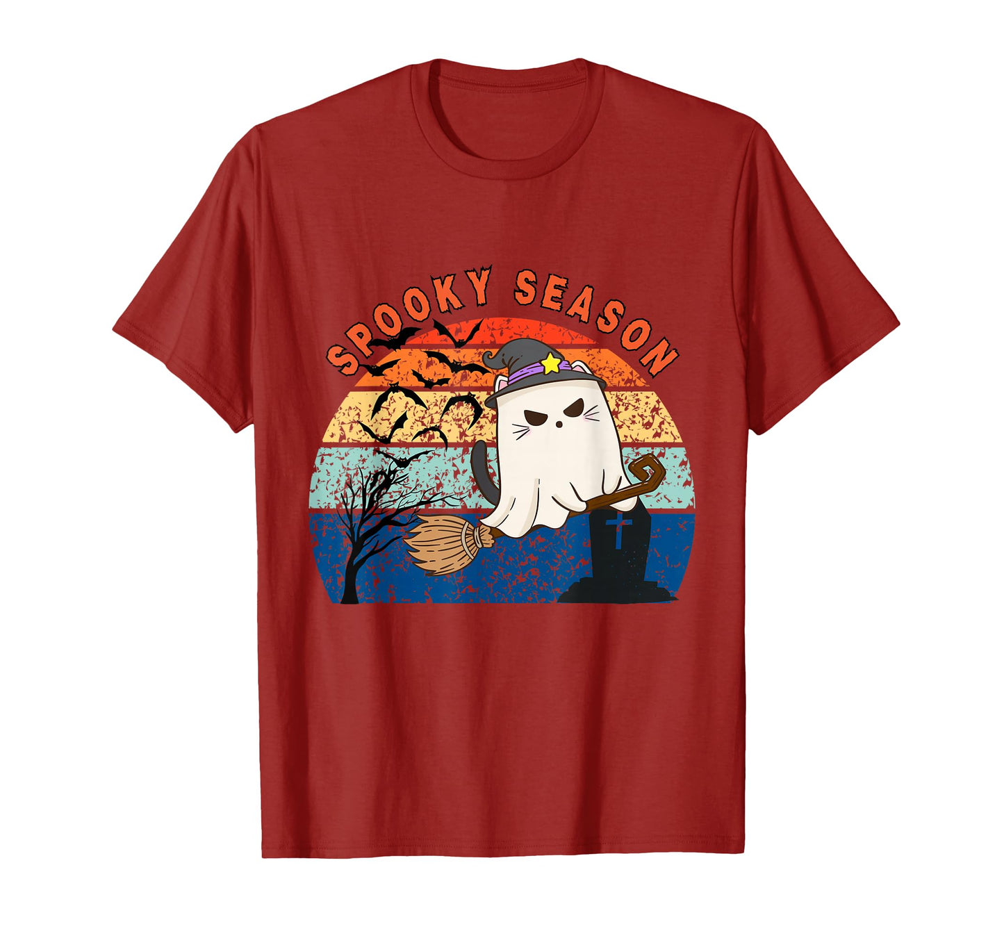 Spooky Season Ghost Cat Witch Halloween Cute Silly T-Shirt