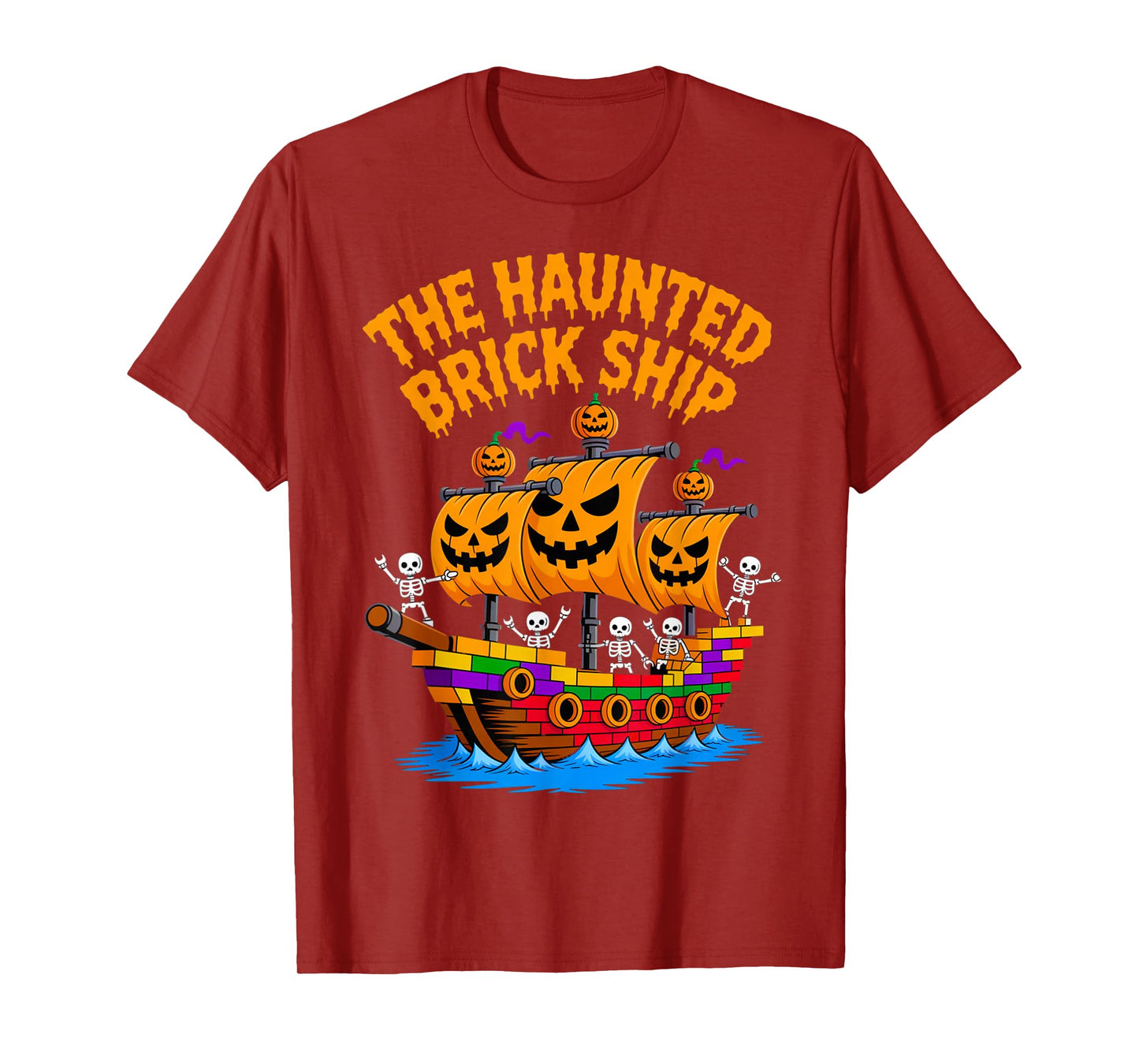 Halloween Bricks Pirate Skeleton Builder Blocks Building Toy T-Shirt