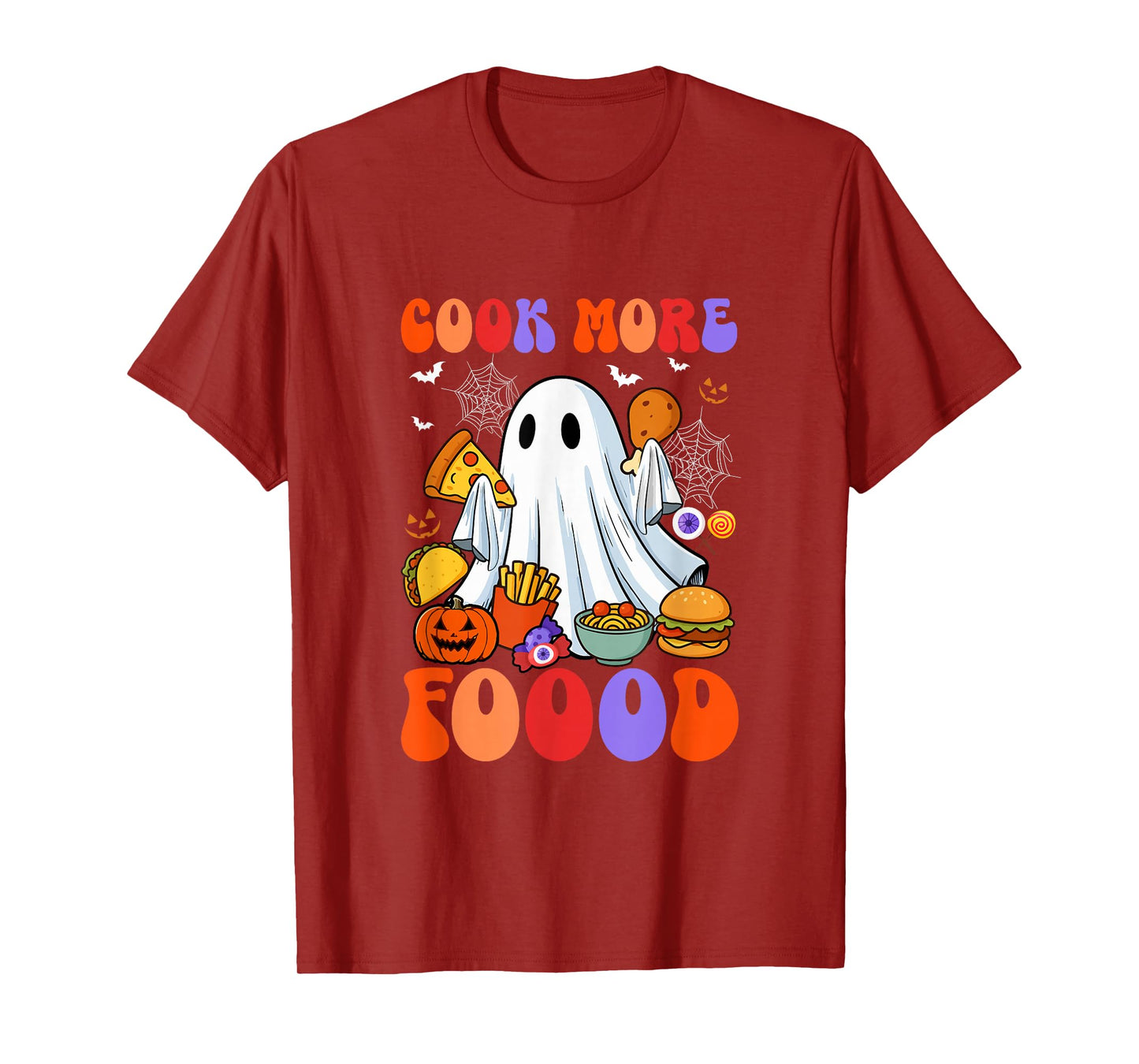 Cook More Foood Halloween Boo Colorful Costume Chef Cooking T-Shirt