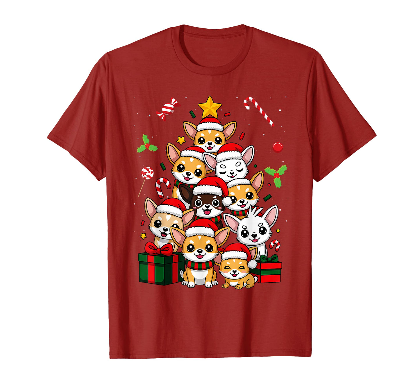 Chihuahua Christmas Tree Santa Dog Lover Xmas T-Shirt