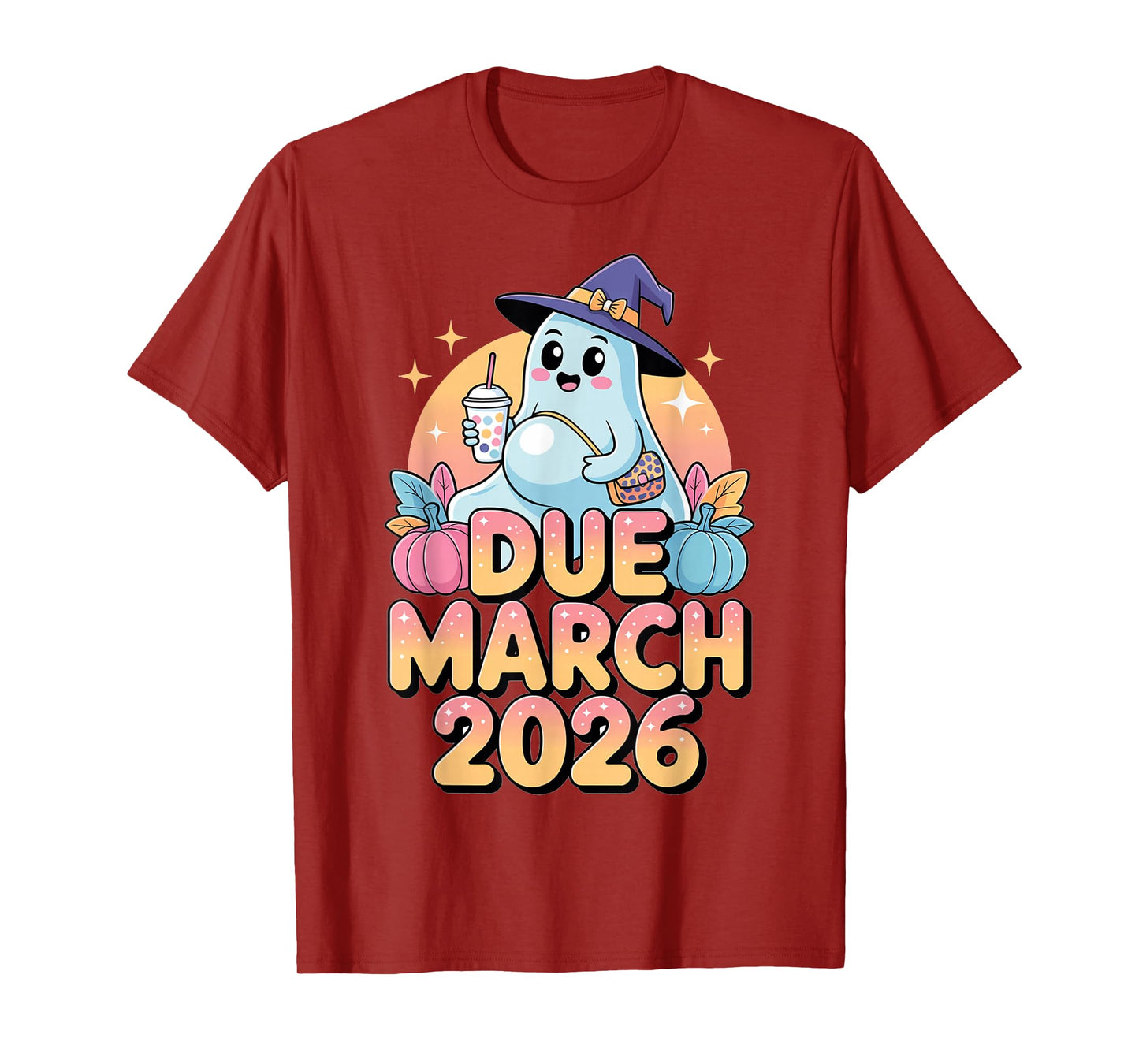 Halloween Pregnant Due March 2026 Mama Ghost Baby Mom T-Shirt