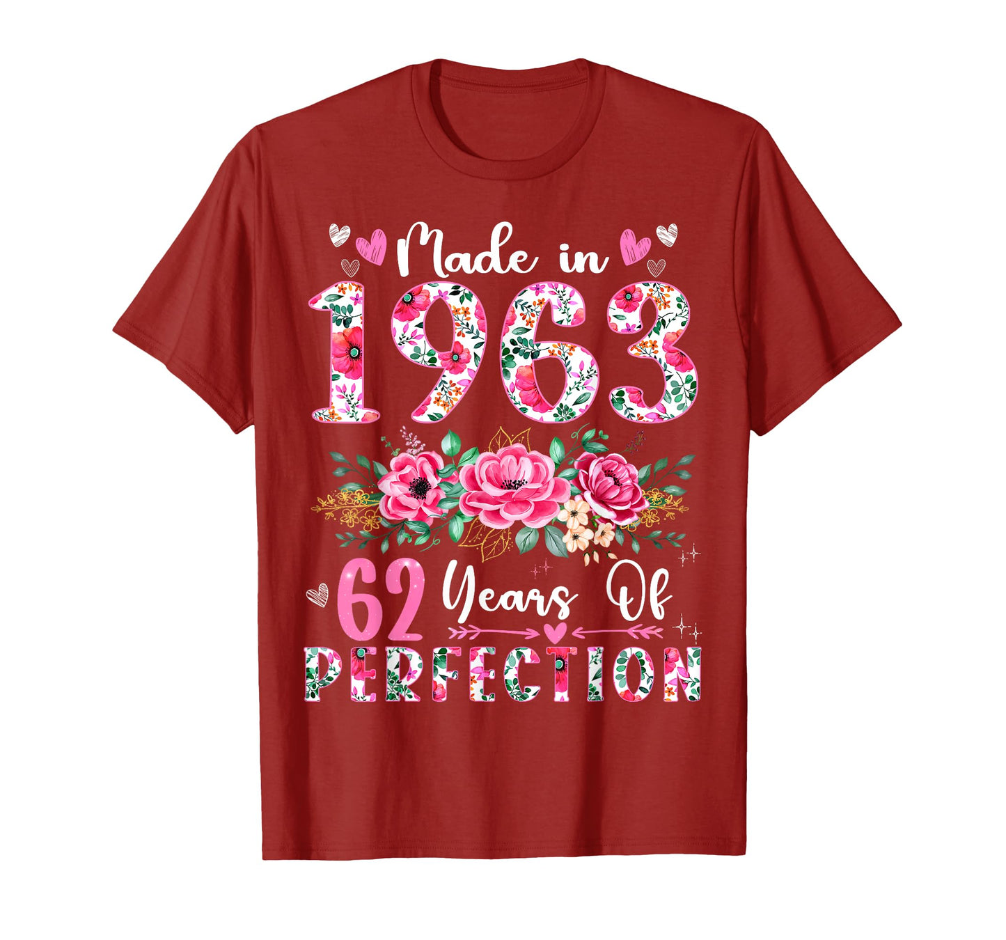 62 Year Old Made In 1963 Floral 62th Birthday Women T-Shirt