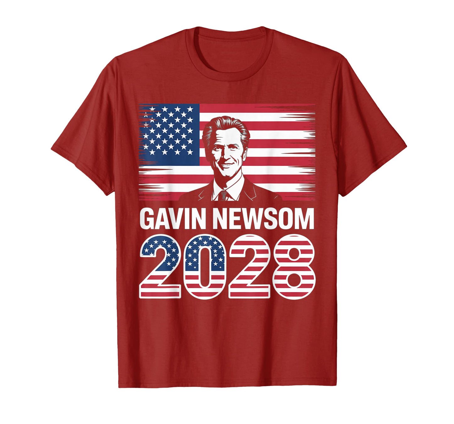 Gavin Newsom 2028 for President 48 American Flag Patriotic T-Shirt