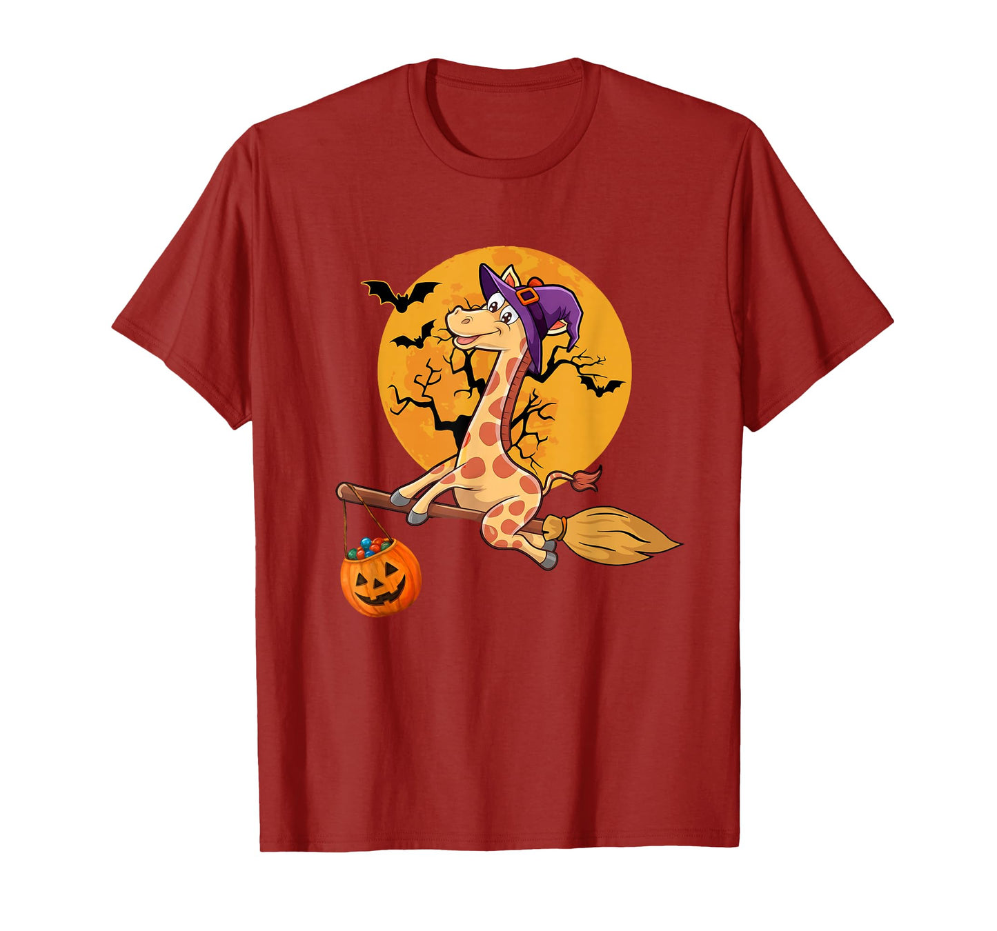 Giraffe Witch Hat Pumpkin Halloween Costume Men Women Kids T-Shirt