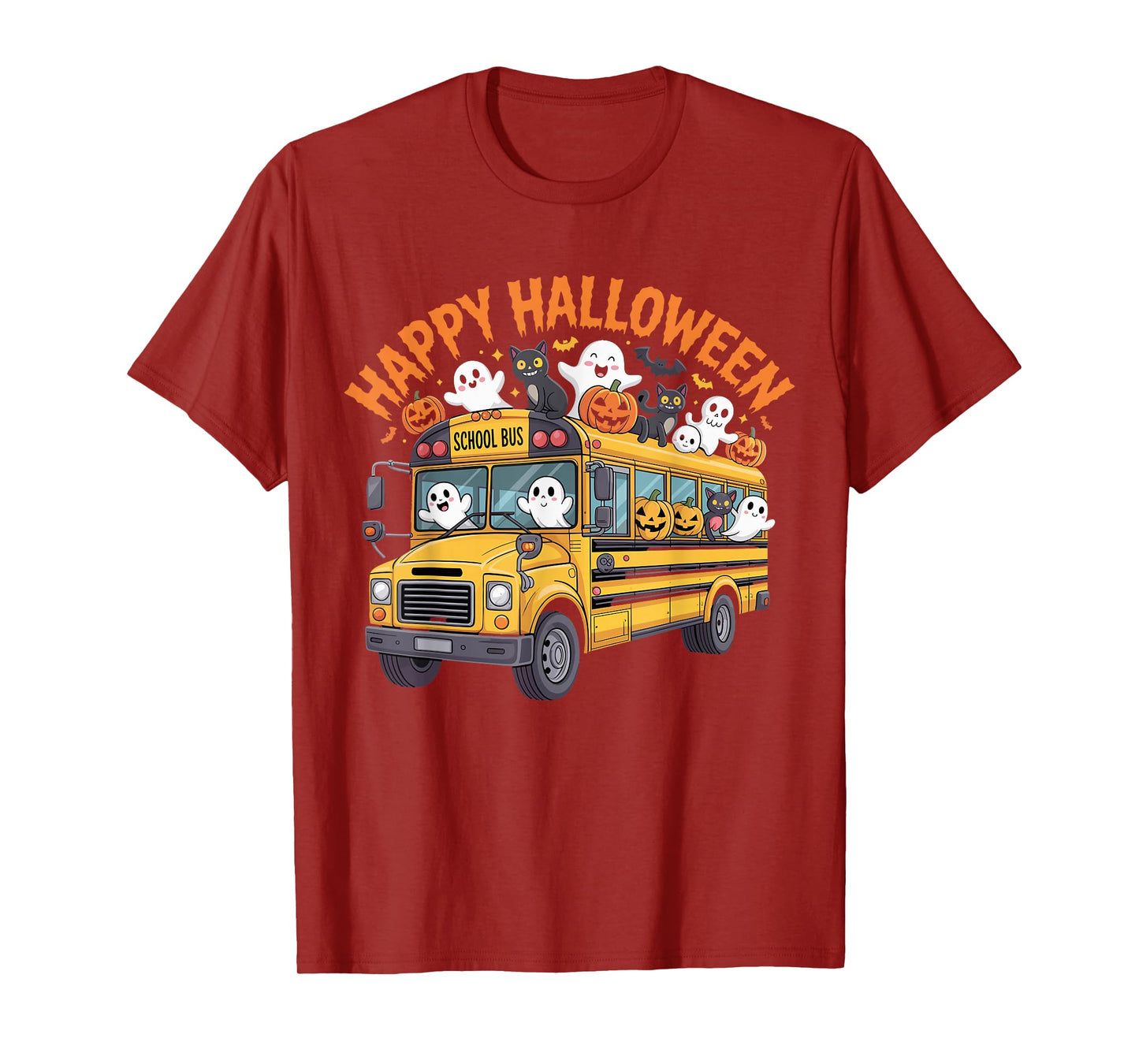 Teacher Halloween School Bus Driver Cute Ghost Witch Party T-Shirt
