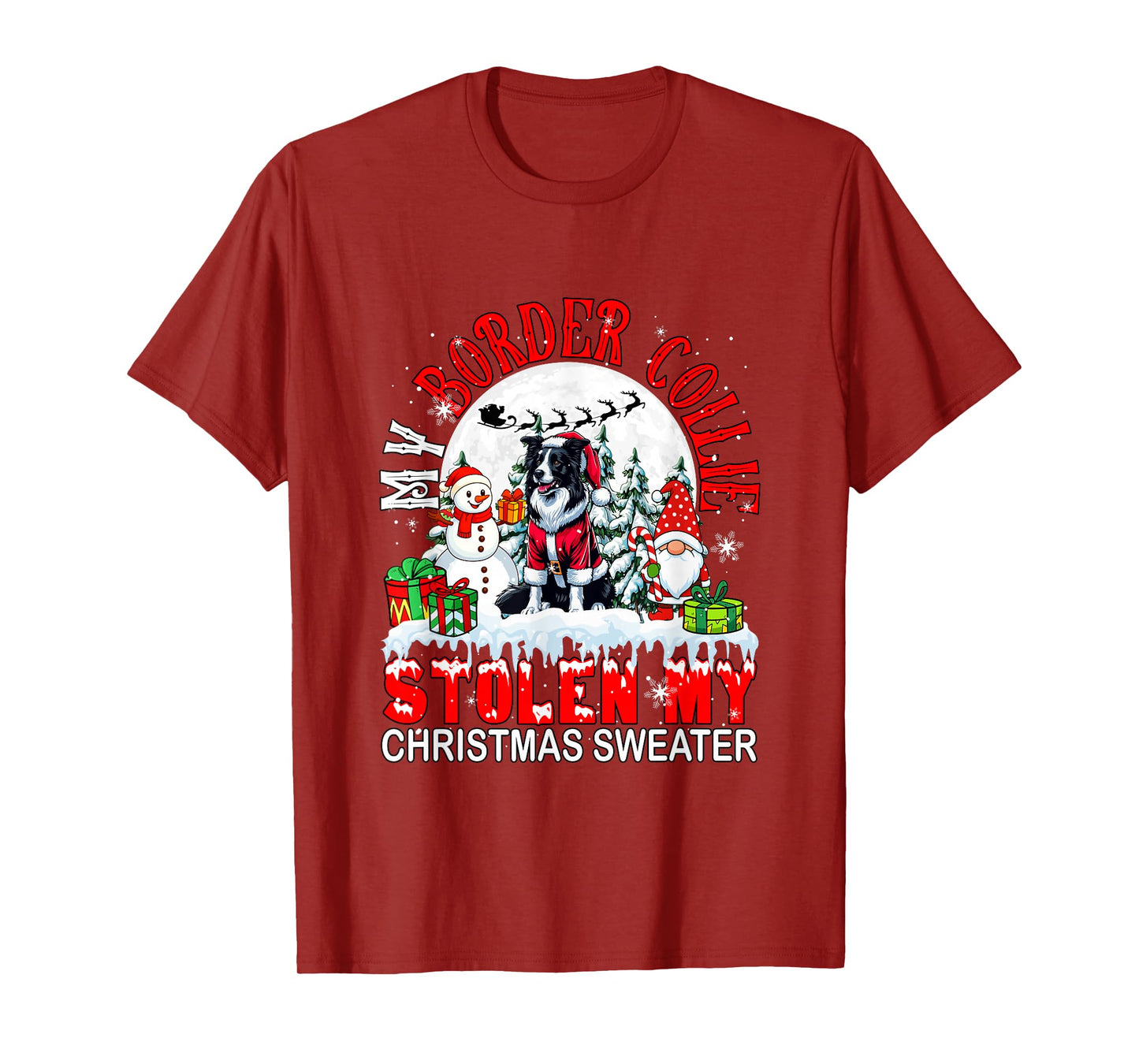 My Border Collie Stolen My Christmas Sweater Santa Dog Owner T-Shirt